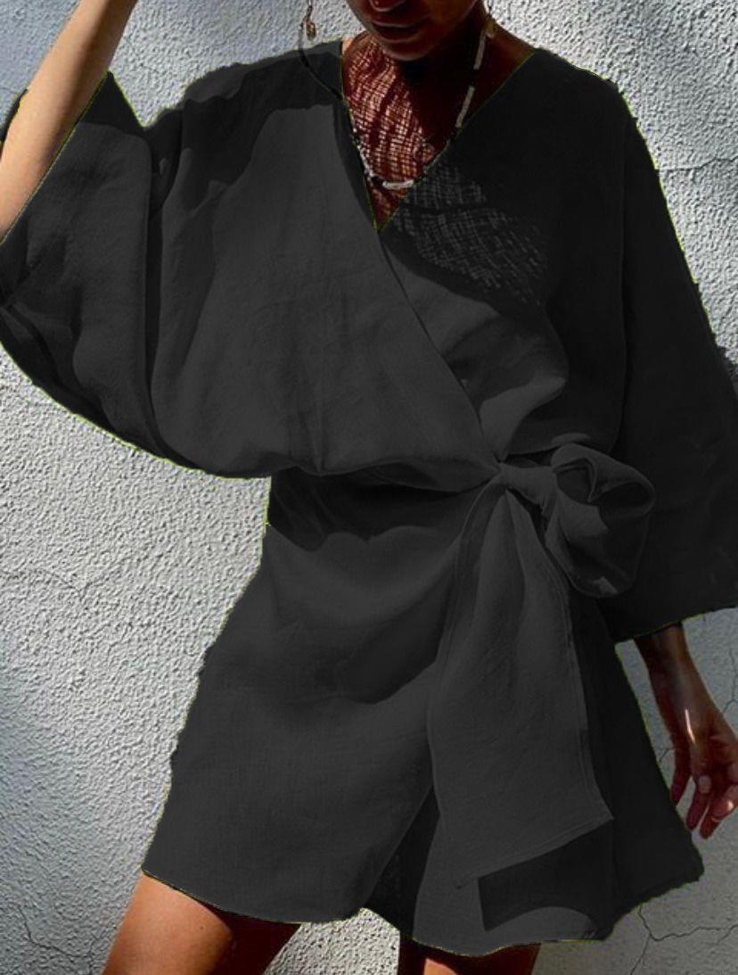 Keten Kumaş Fakir Kol Anvalop Elbise