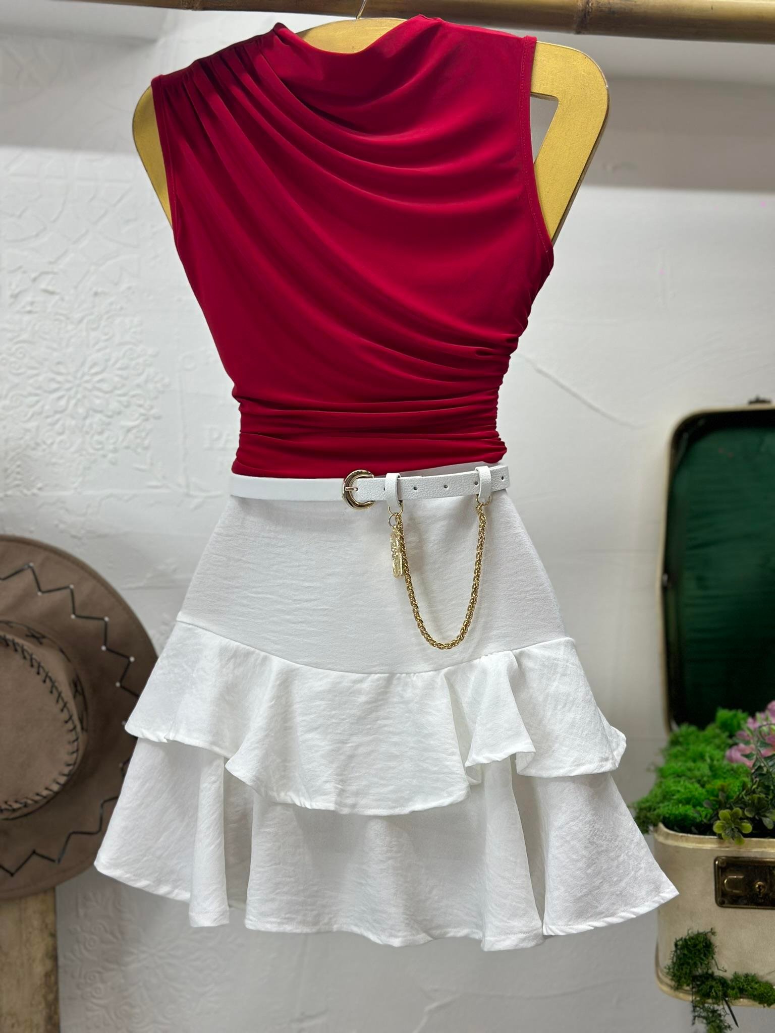 Keten Kumaş Volan Detaylı Tasarım Etek 