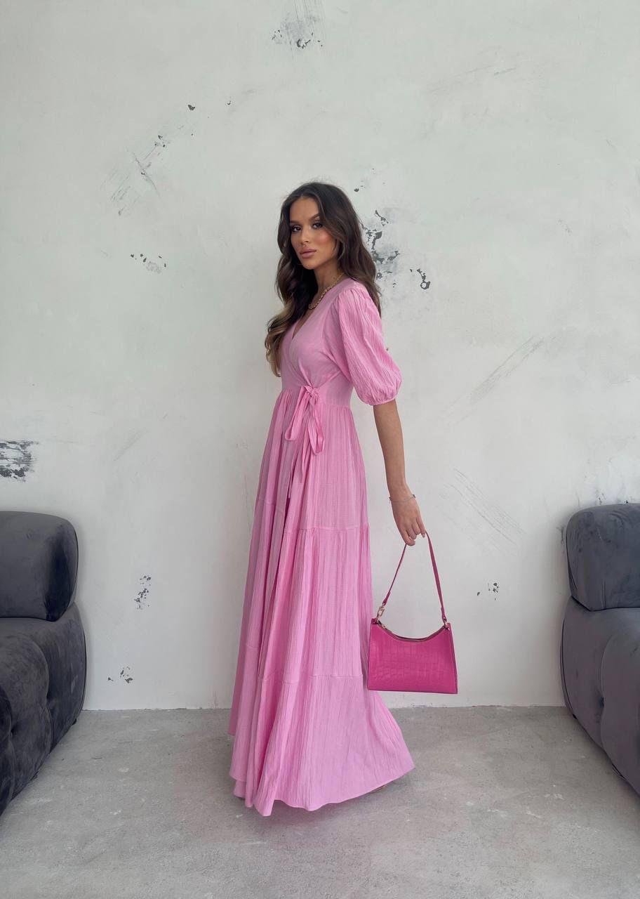 Keten Müslin Kumaş Maksi Boy Anvalop Elbise 