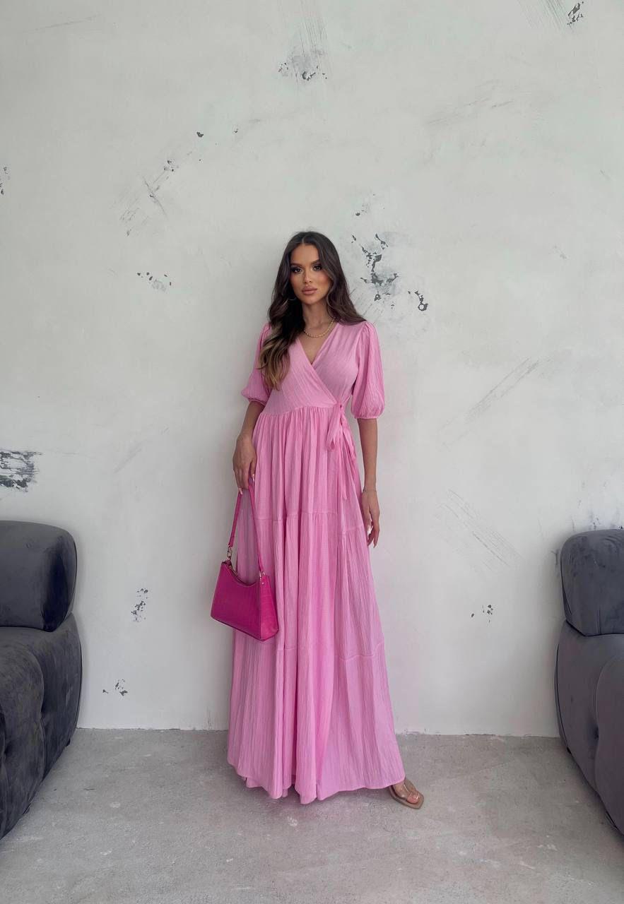 Keten Müslin Kumaş Maksi Boy Anvalop Elbise 