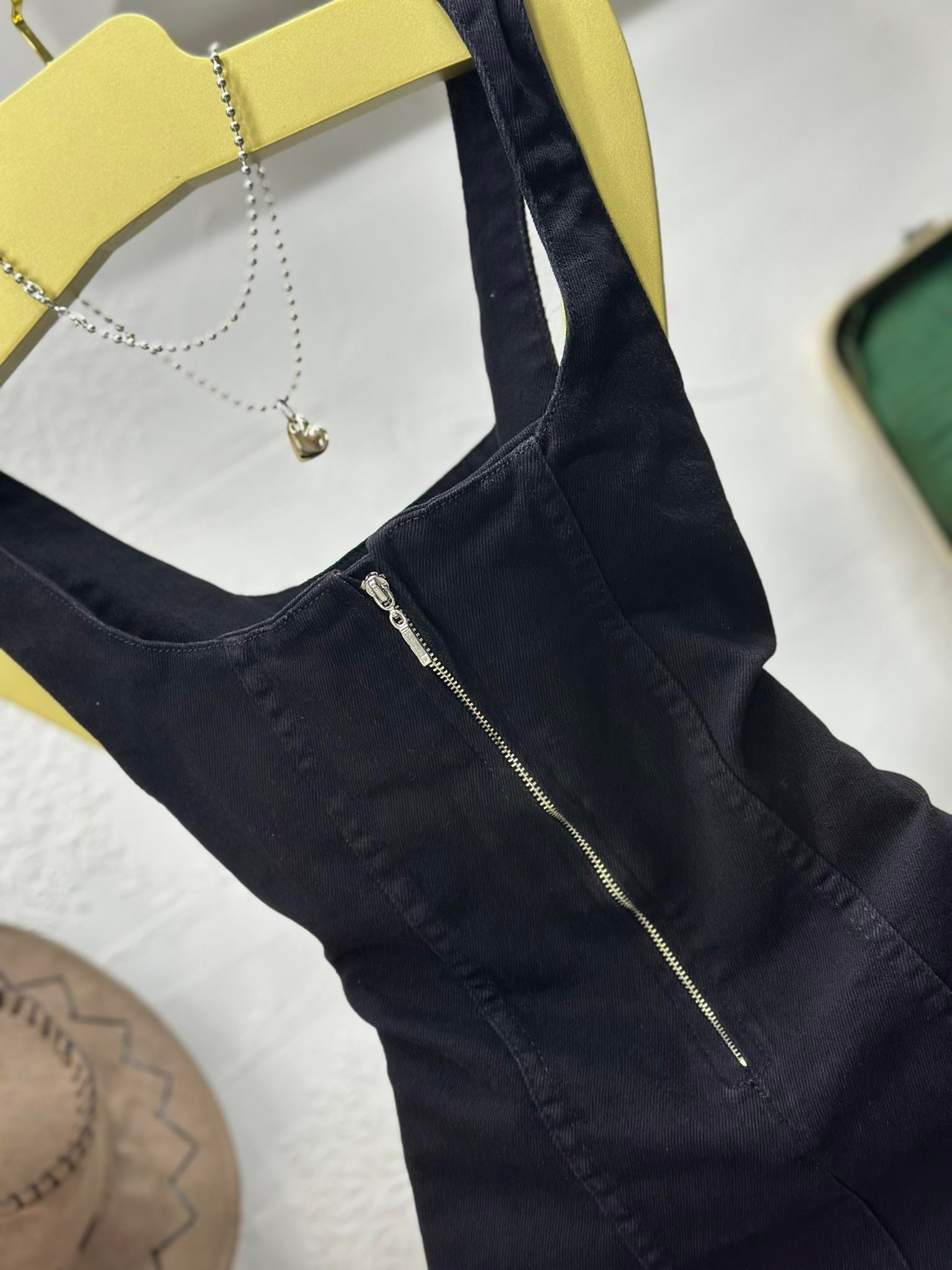 Likralı Jean Kumaş Kalın Askılı Elbise