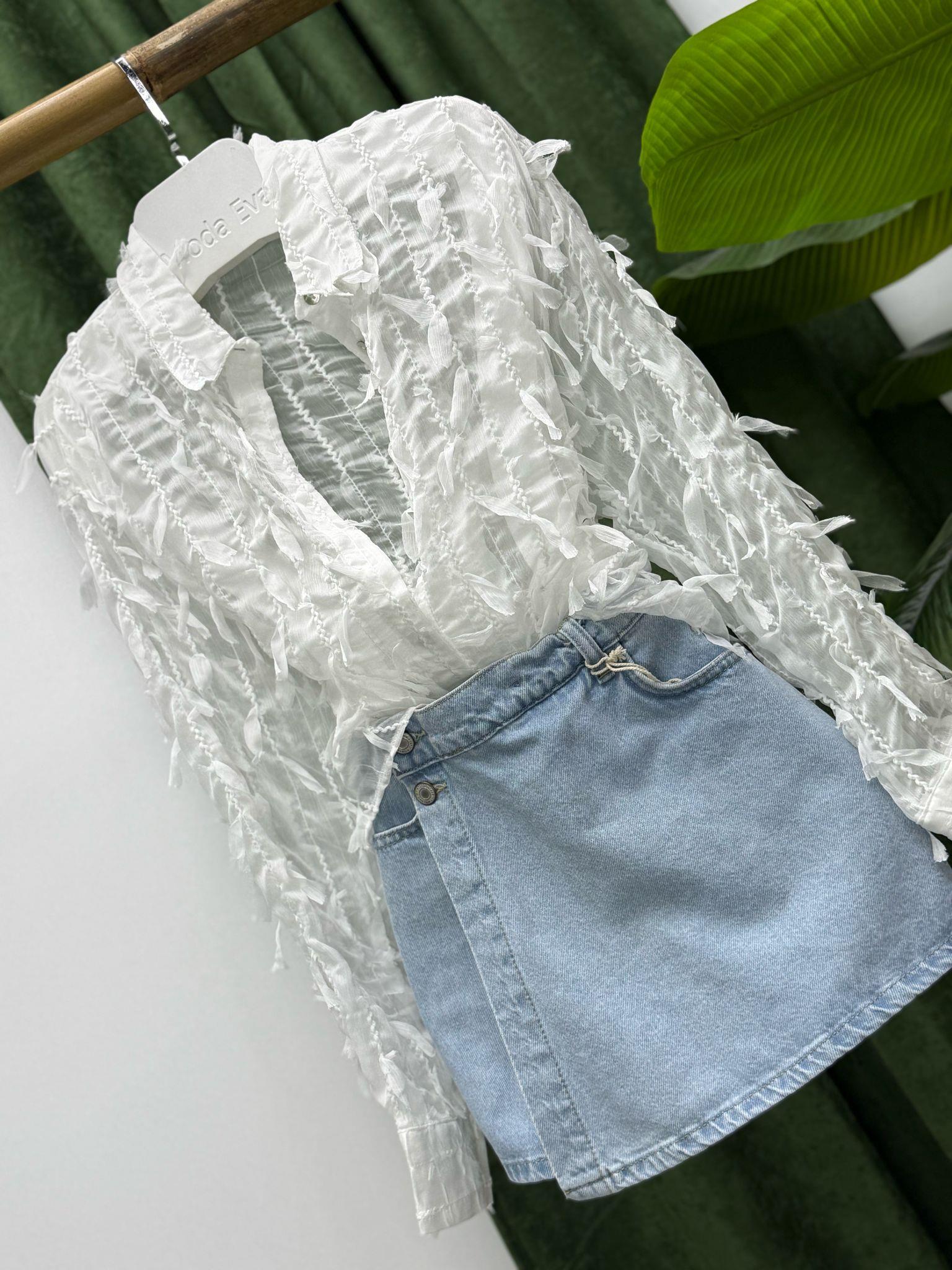 Likralı Jean Şort Etek