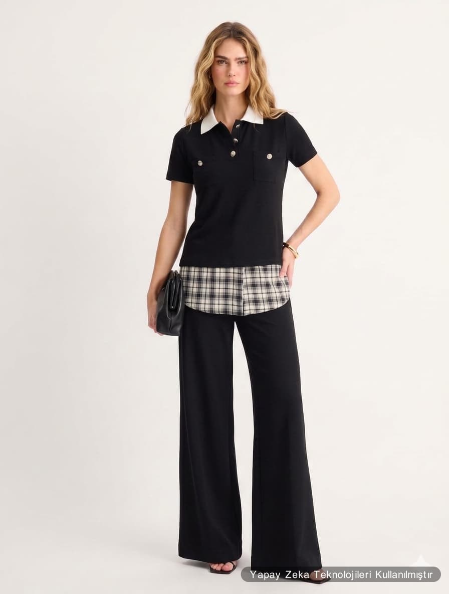 Modal Kumaş Gömlek Detaylı İkili Takım