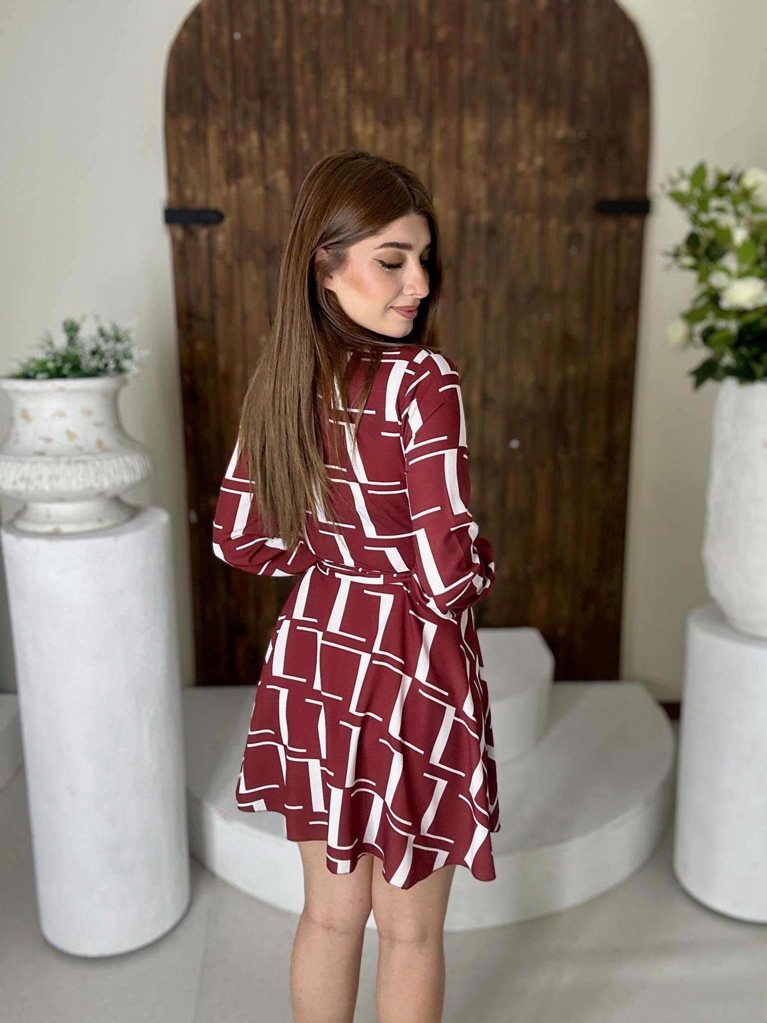 Moss Crep Kumaş Anvalop Elbise Kahverengi