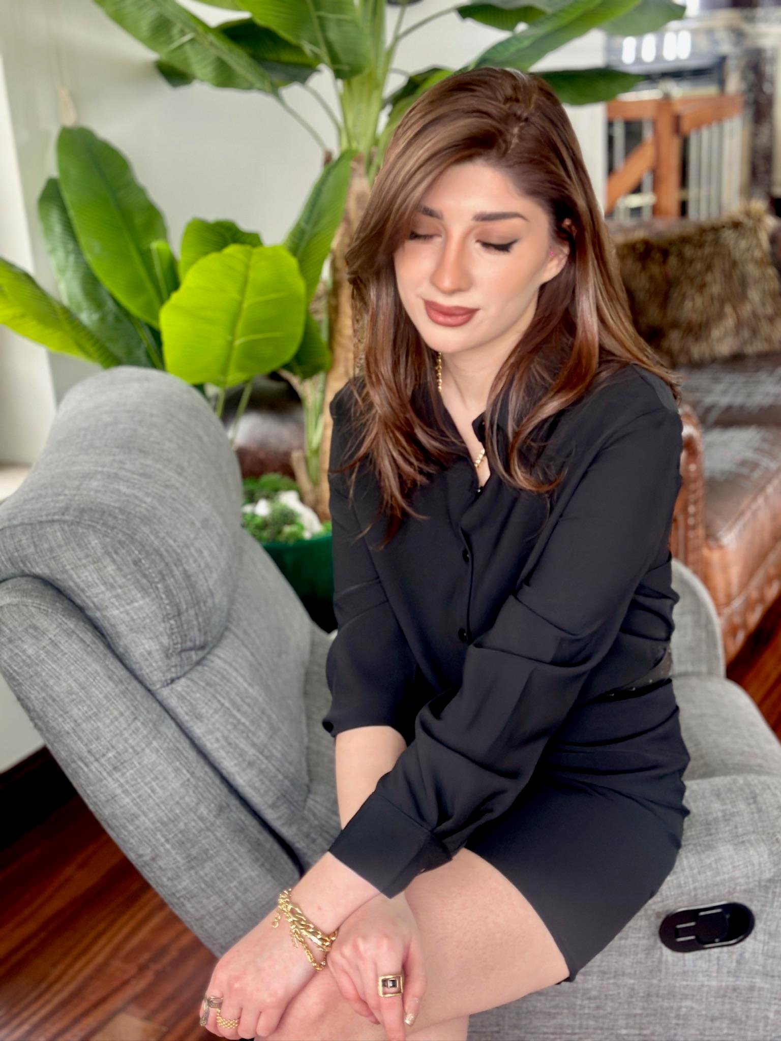 Örme Crep Kumaş Drapeli Gömlek Elbise Siyah