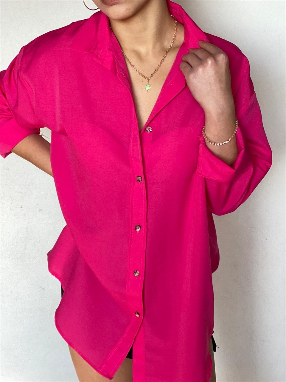 Oversize Basic Poplin Kumaş Gömlek