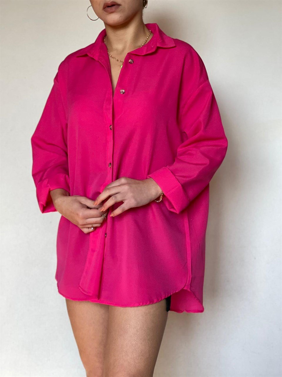 Oversize Basic Poplin Kumaş Gömlek