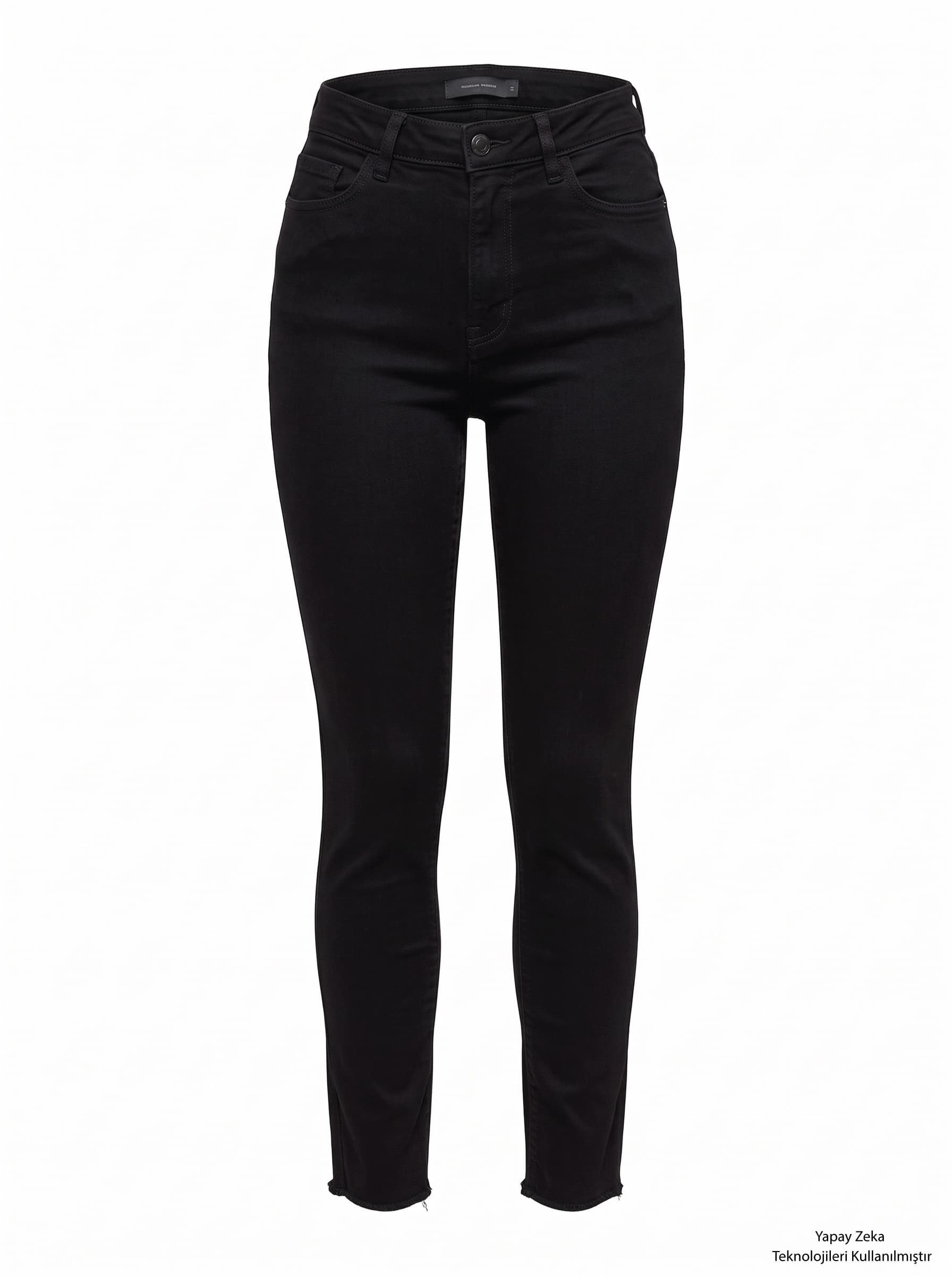 Paçası Kesik Likralı Mom Jean