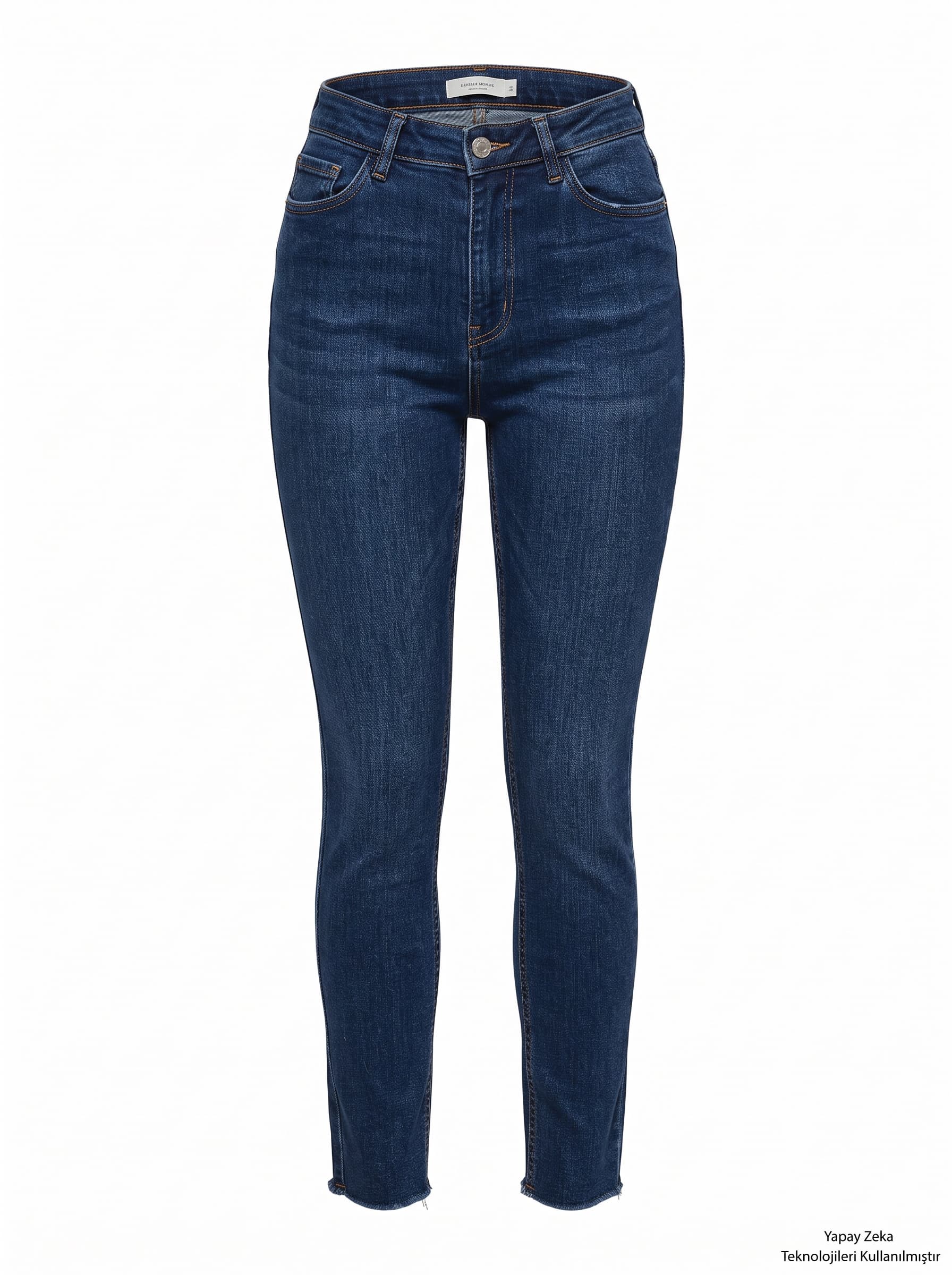 Paçası Kesik Likralı Mom Jean