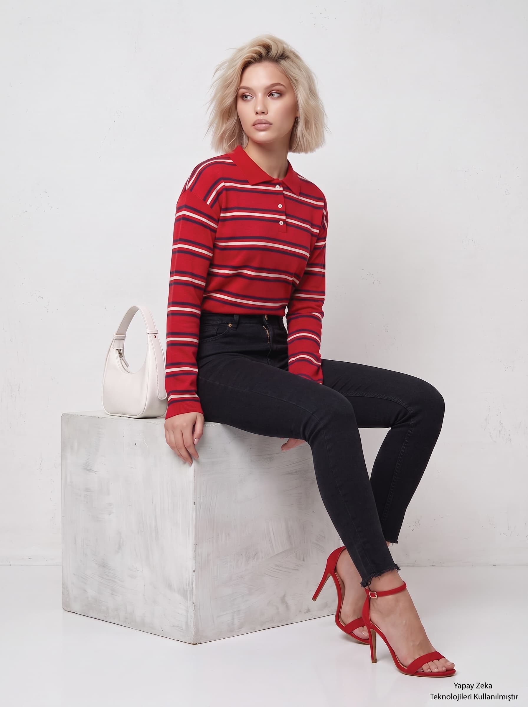 Paçası Kesik Likralı Mom Jean