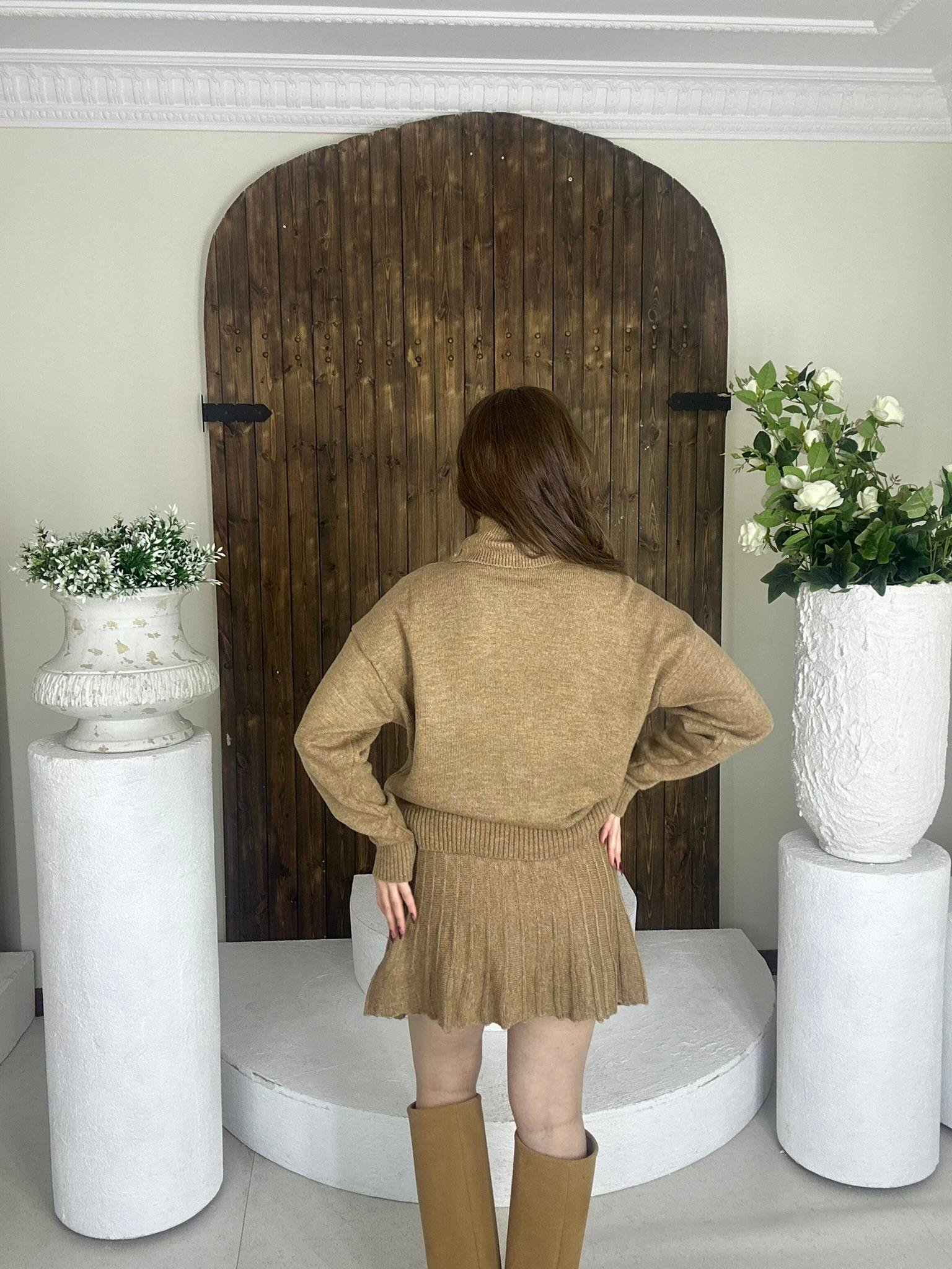 Pileli Etek Balıkçı Kazak İkili Takım