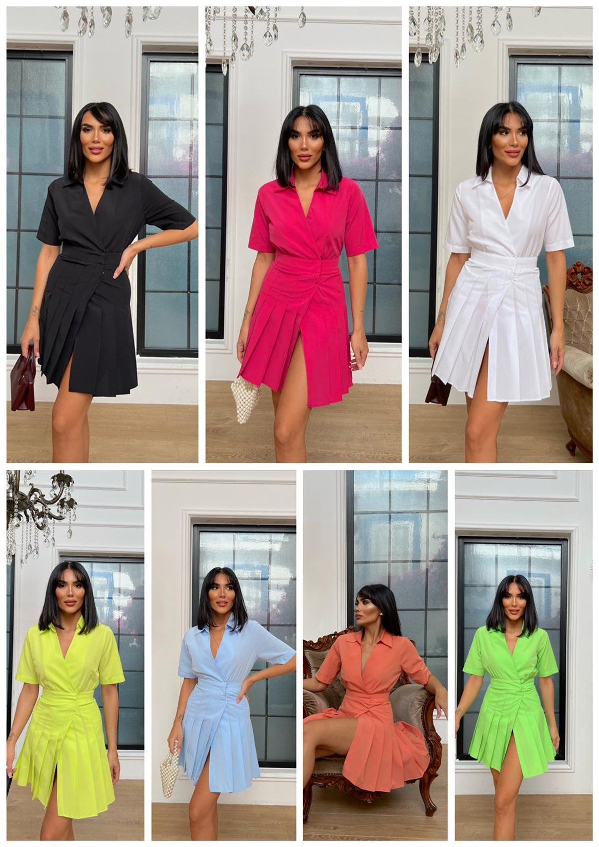 POPLİN KUMAŞ ETEĞİ PİLELİ GÖMLEK ELBİSE