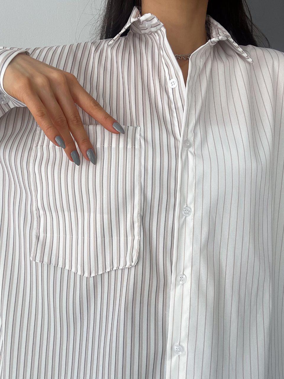 Poplin Kumaş Oversize Kalıp Blok Çizgili Gömlek 