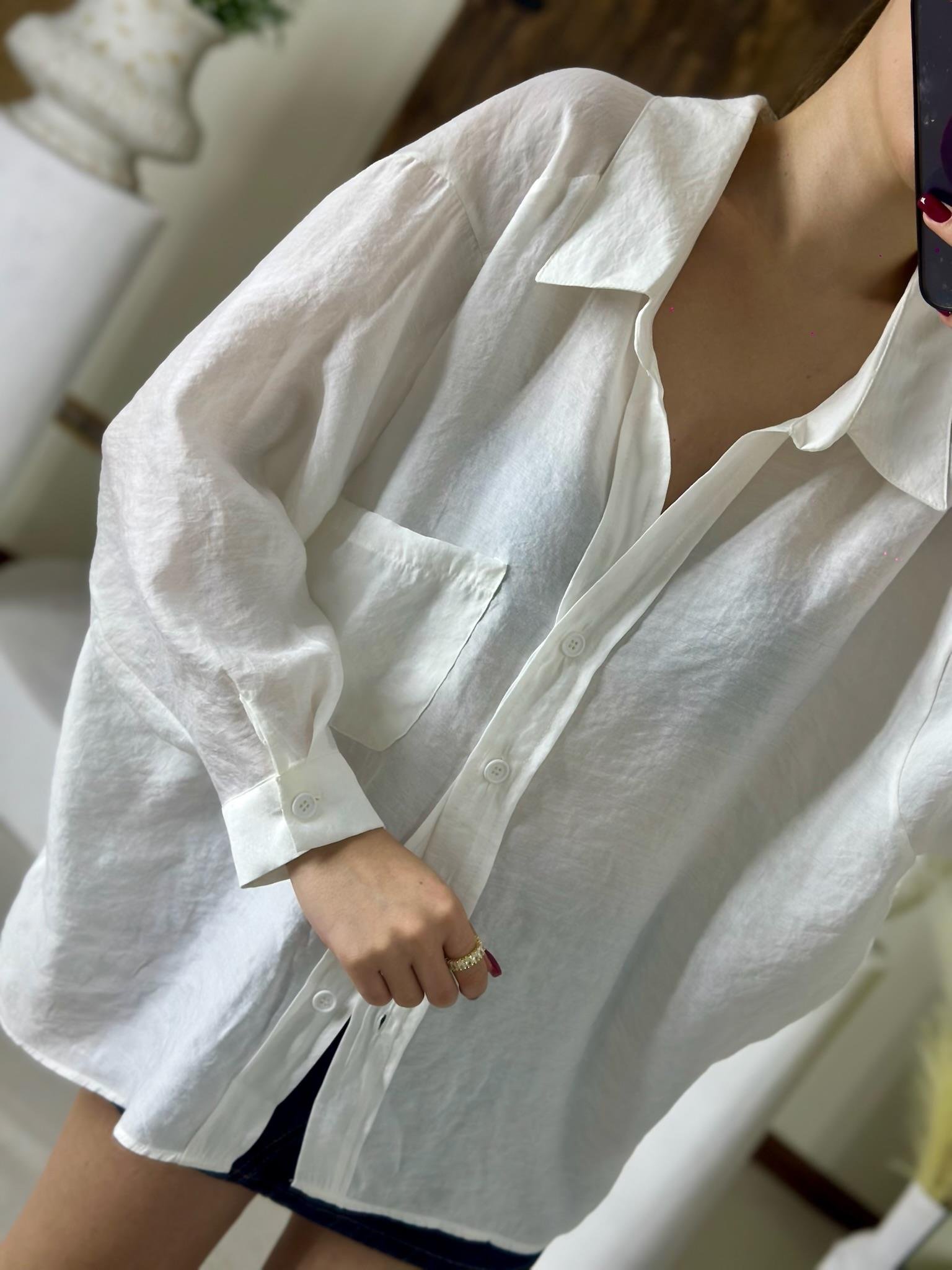 Premium Seri Oversize Düşük Omuz Gömlek Beyaz