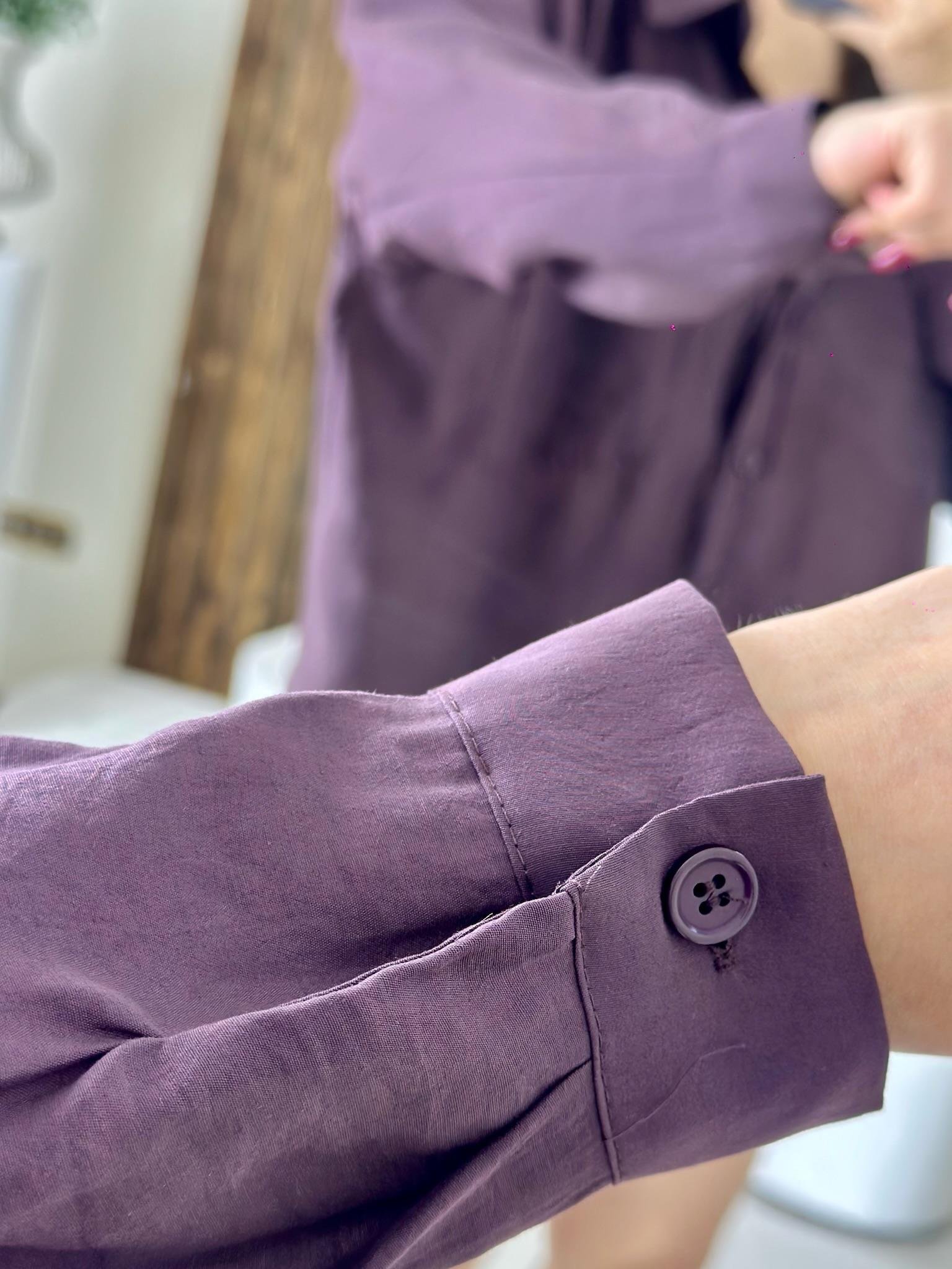Premium Seri Oversize Düşük Omuz Gömlek Mürdüm
