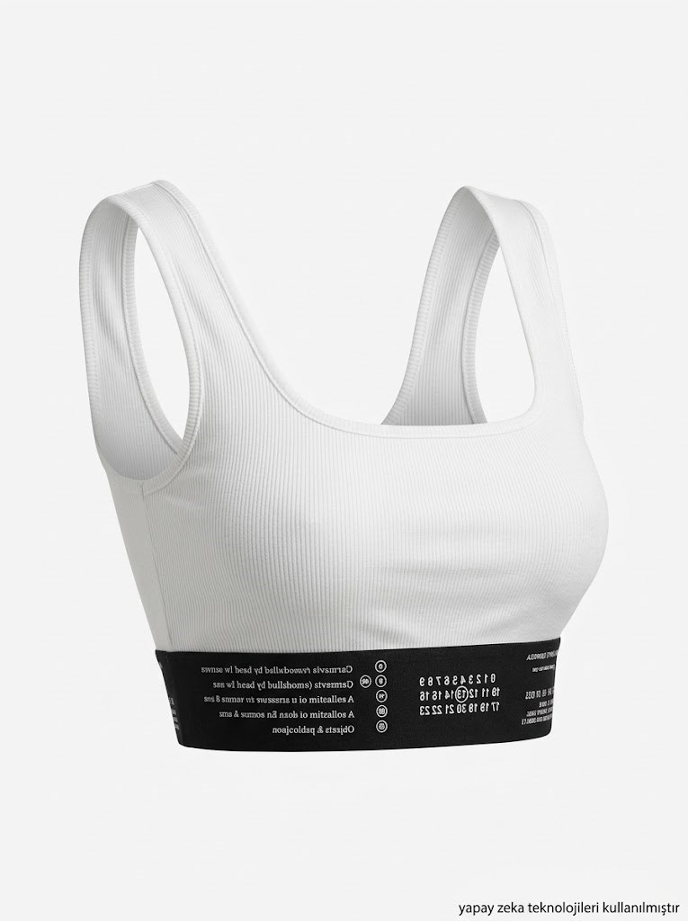 Premium Series Beli Kalın Lastikli Göğüs Dolgulu Crop Beyaz