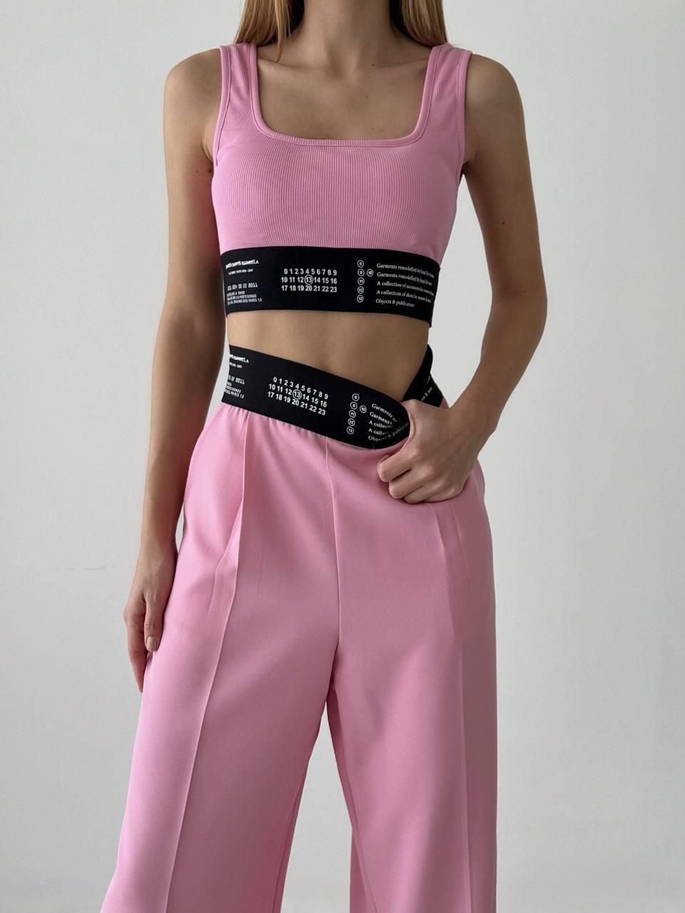 Premium Series Beli Kalın Lastikli Göğüs Dolgulu Pembe Crop