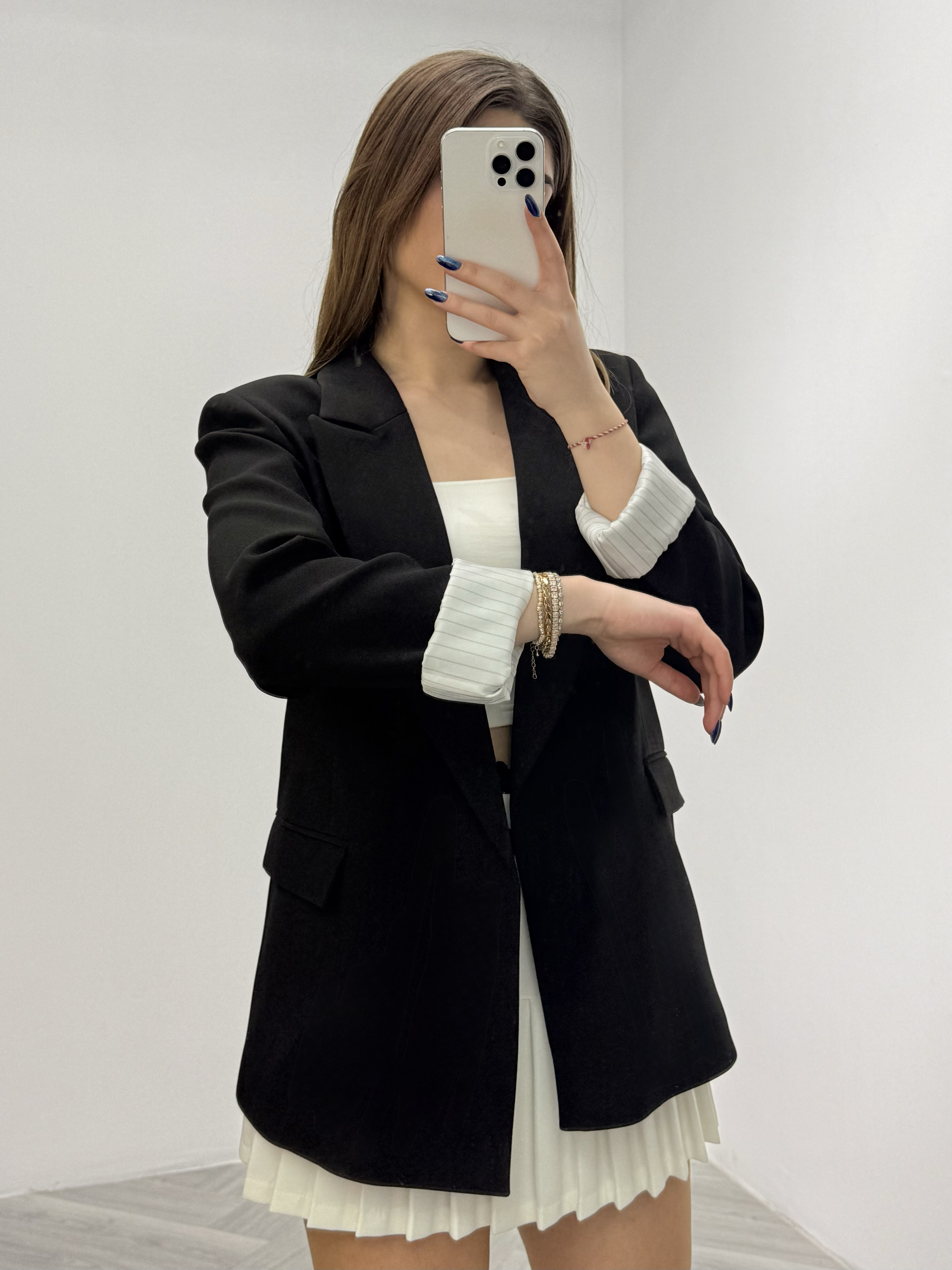 Premium Series Dubble Kumaş İçi Astarlı Vatkalı Düğmesiz Blazer Ceket