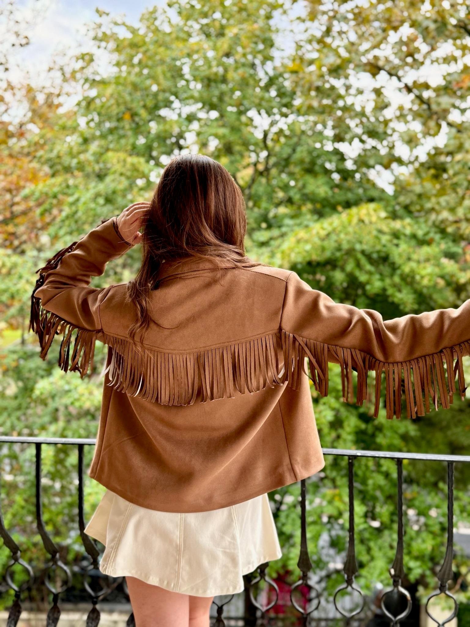 Püskül Detaylı Oversize Süet Ceket