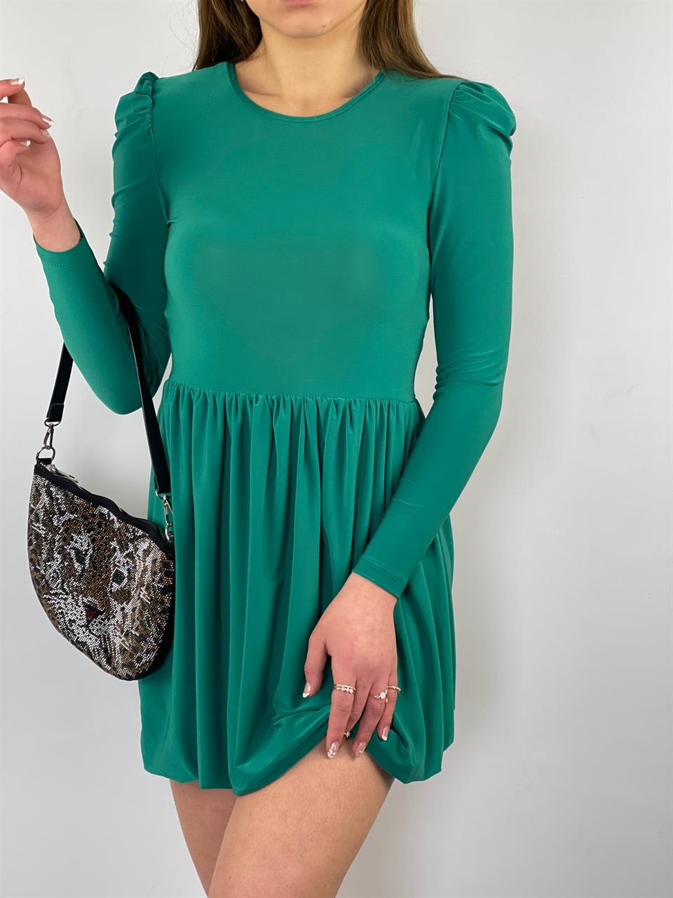 Sandy Kumaş Balon Etekli Elbise