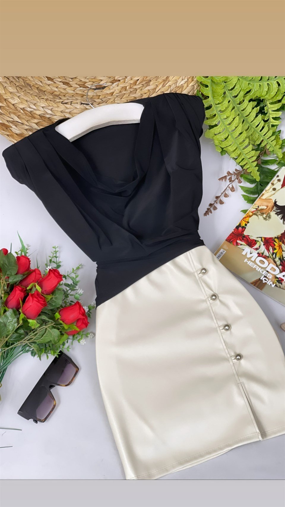 Sandy Kumaş Degaje Yaka Vatkalı Rahat Kalıp Bluz 