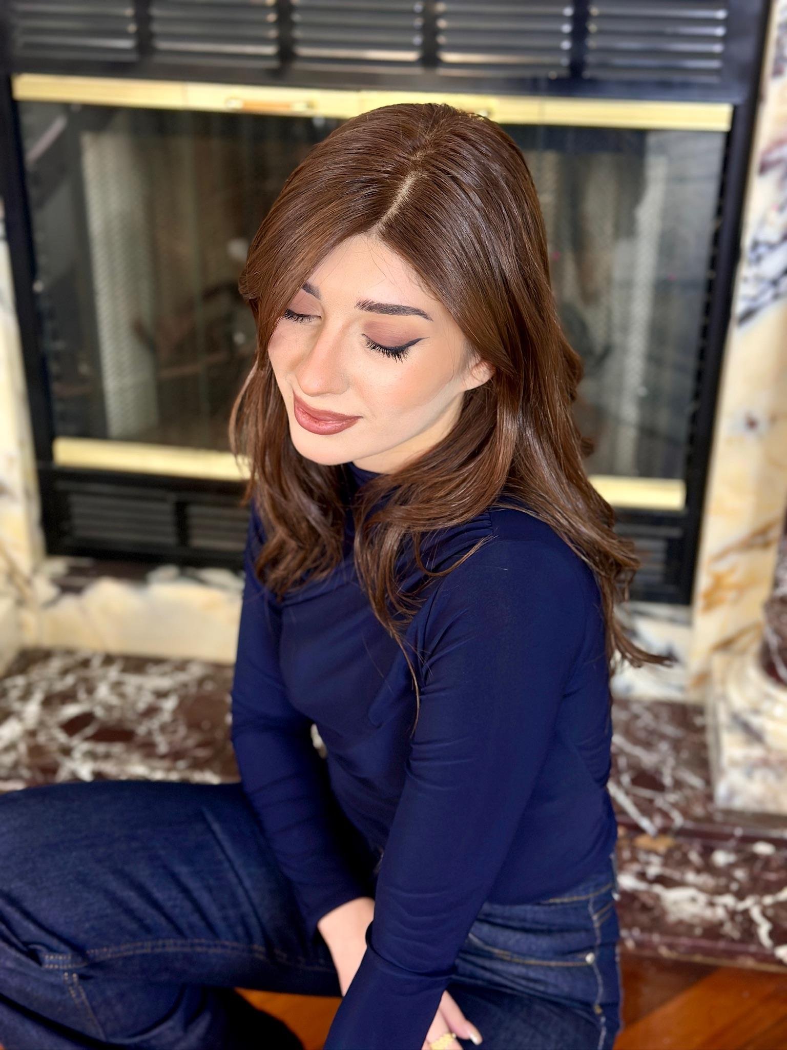 Sandy Kumaş Drapeli Bluz Lacivert