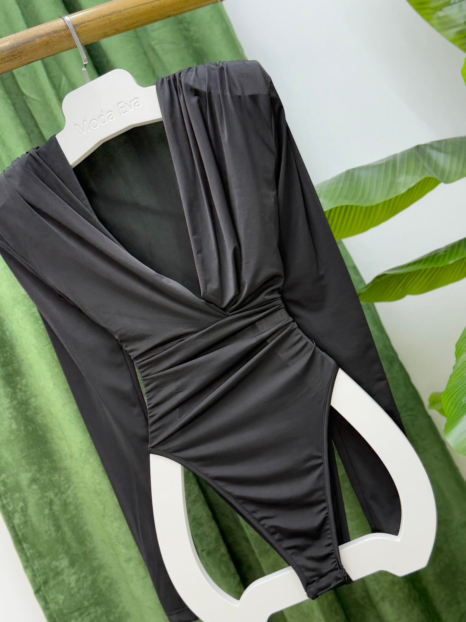 Sandy Kumaş Kruvaze Yaka Bodysuit 