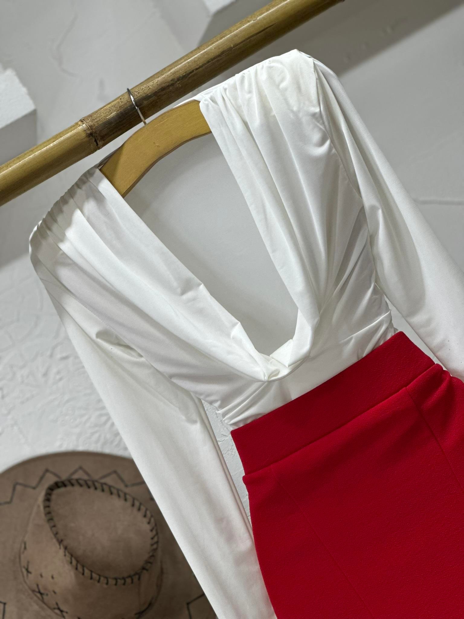 Sandy Kumaş Kruvaze Yaka Bodysuit 