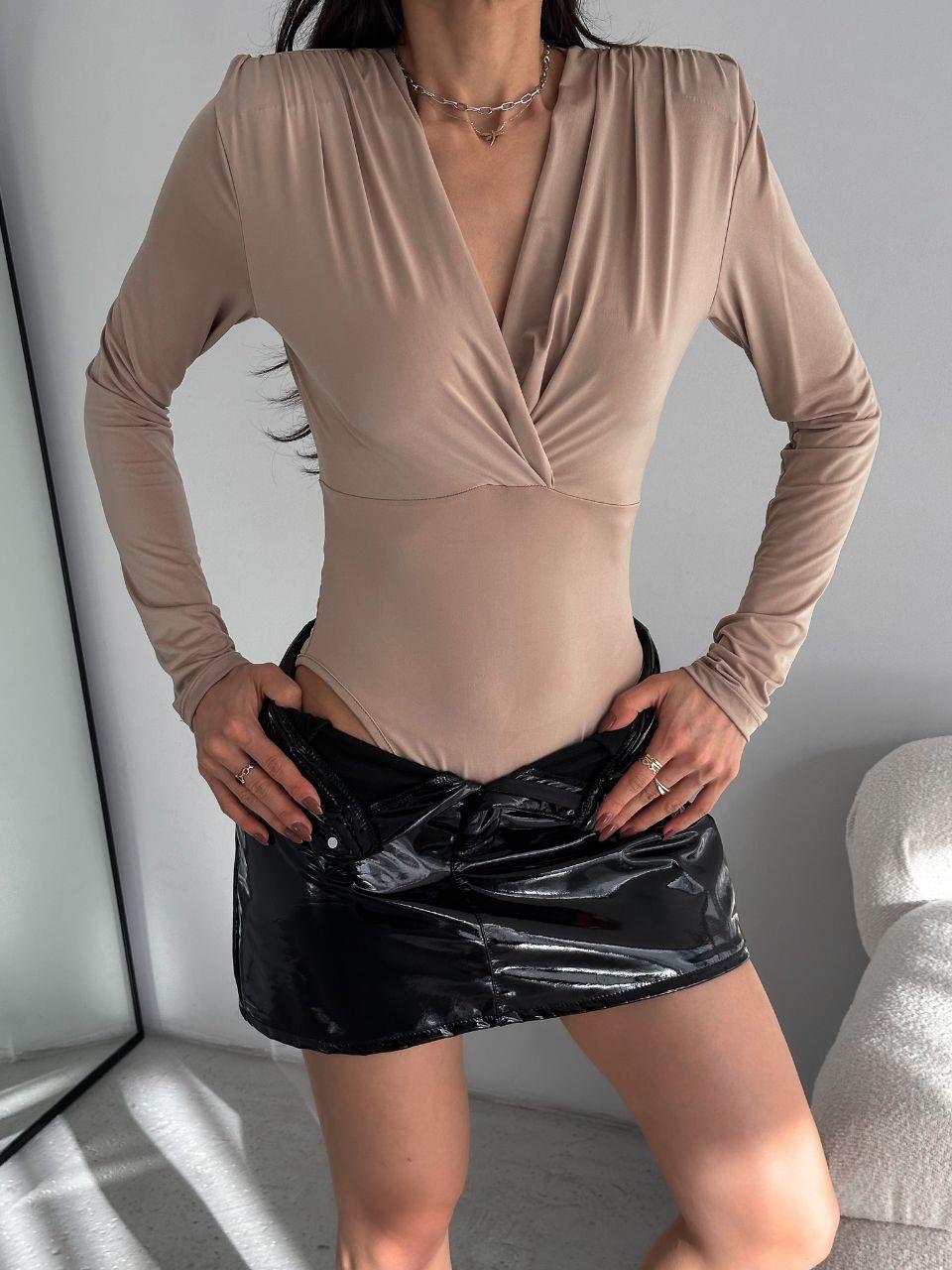 Sandy Kumaş Kruvaze Yaka Bodysuit 