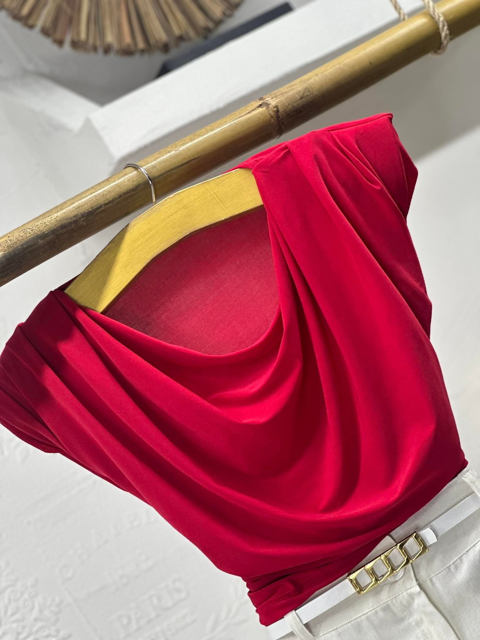 Sandy Kumaş Vatkalı Degaje Yaka Bluz 