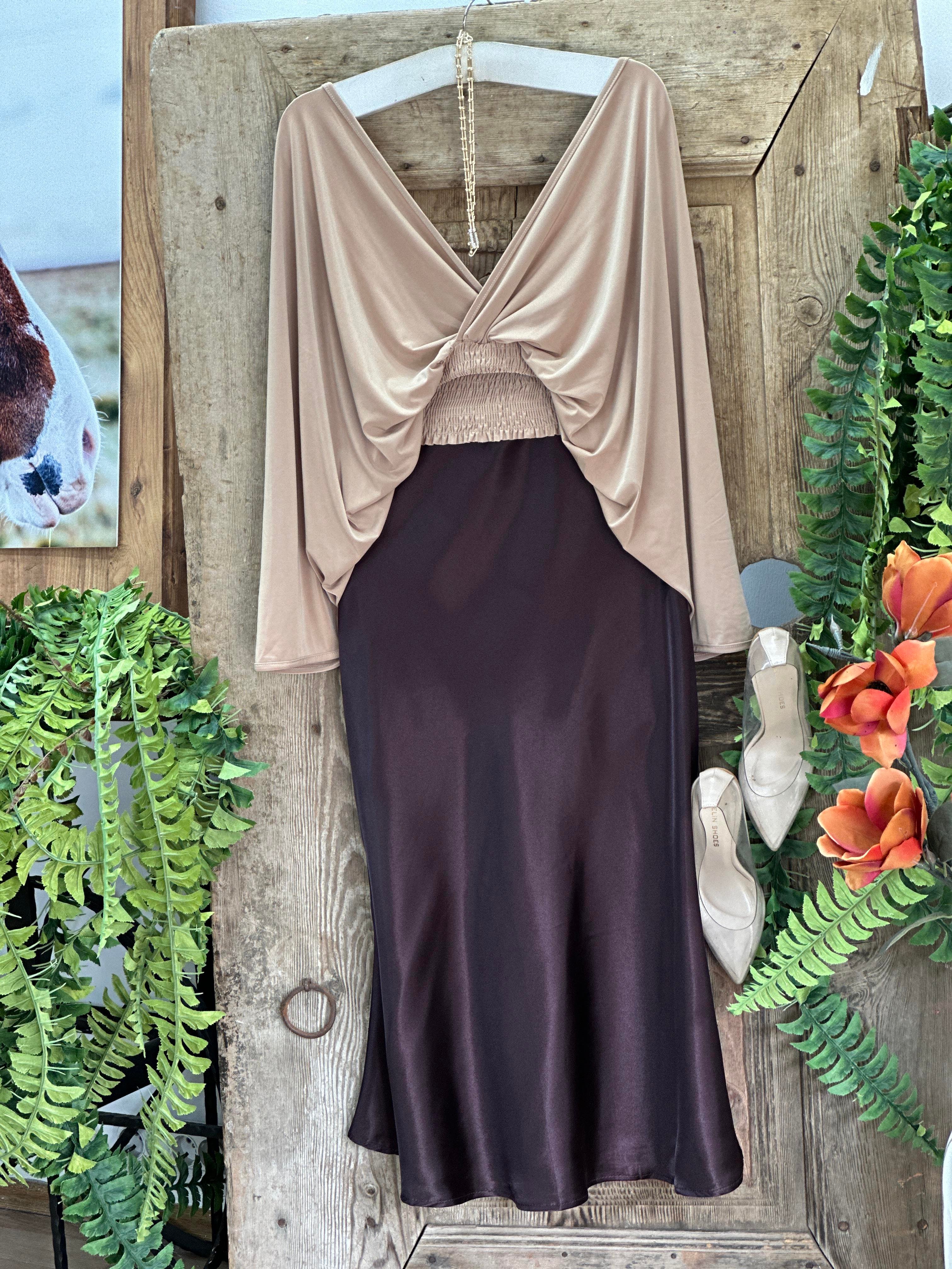 Saten Kumaş Düz Renk Midi Boy Etek