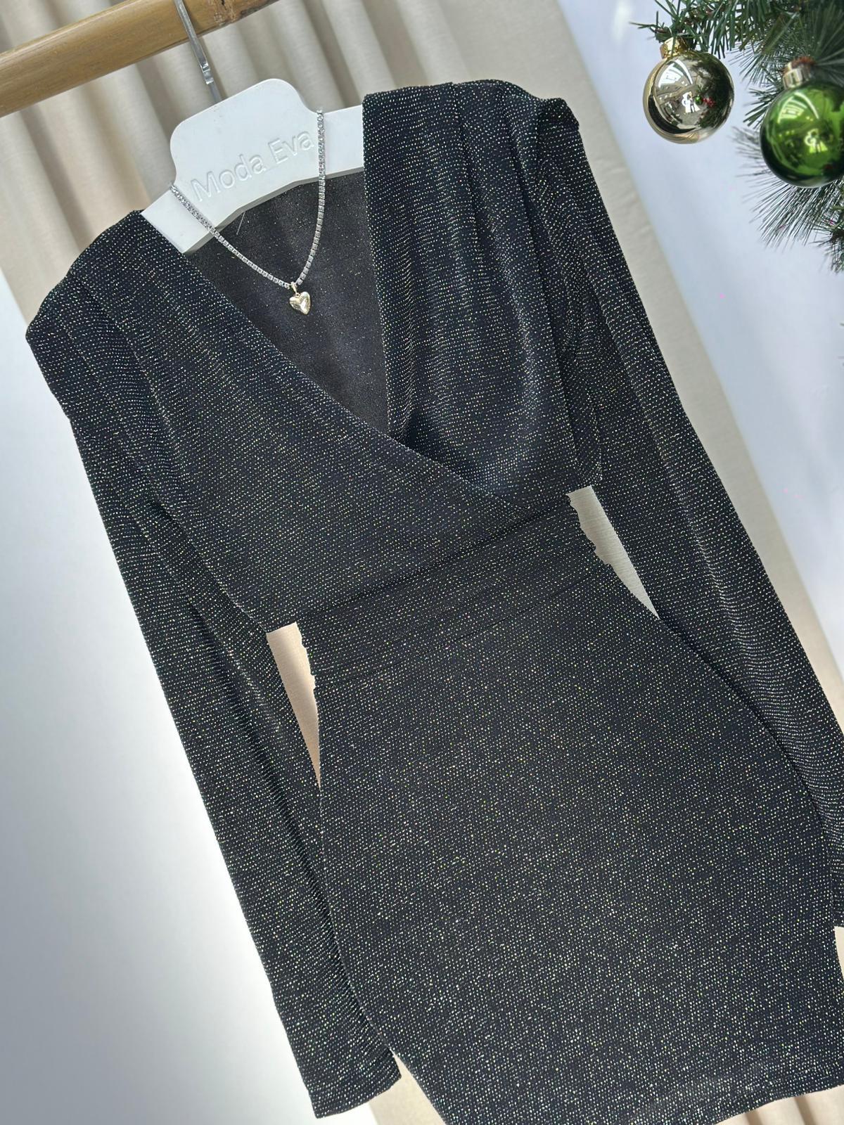 Simli Astarlı Fermuarsız Mini Etek