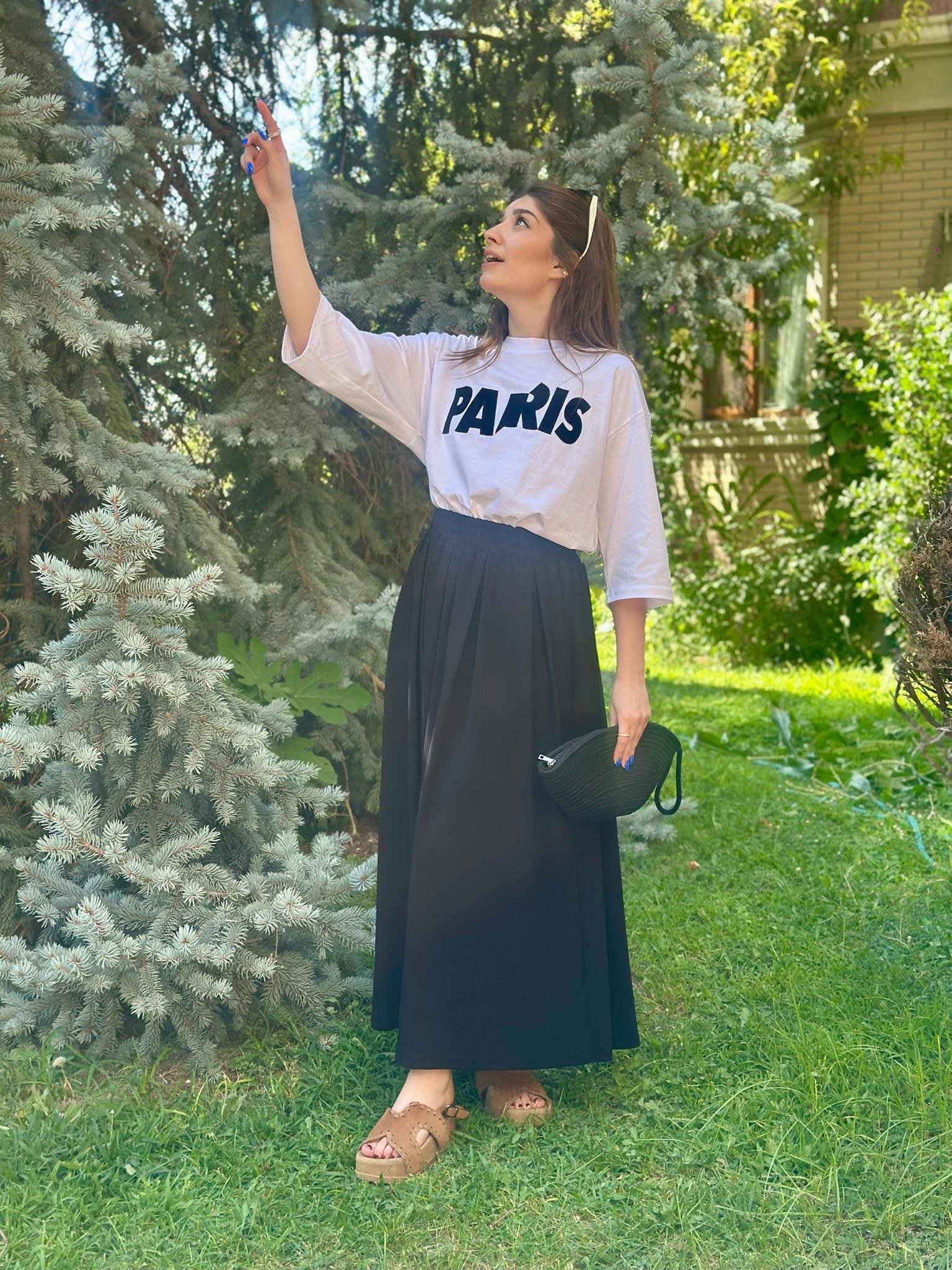 Süprem Kumaş Paris T-shirt ve Midi İkili Takım