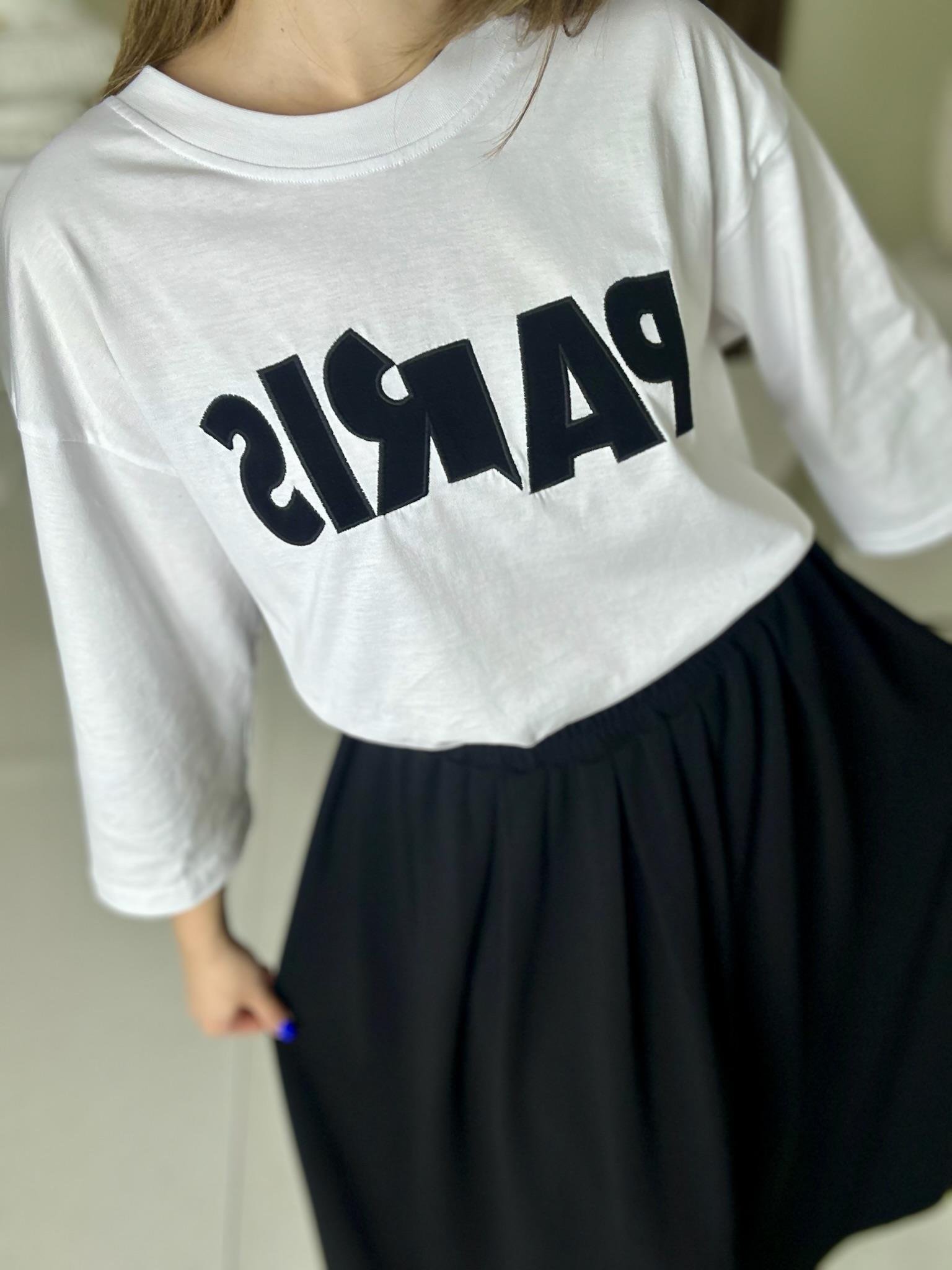 Süprem Kumaş Paris T-shirt ve Midi İkili Takım