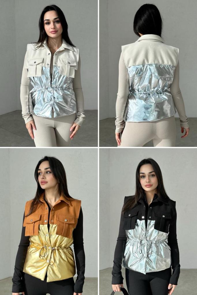 Tasarım Varaklı Kaşe Yelek