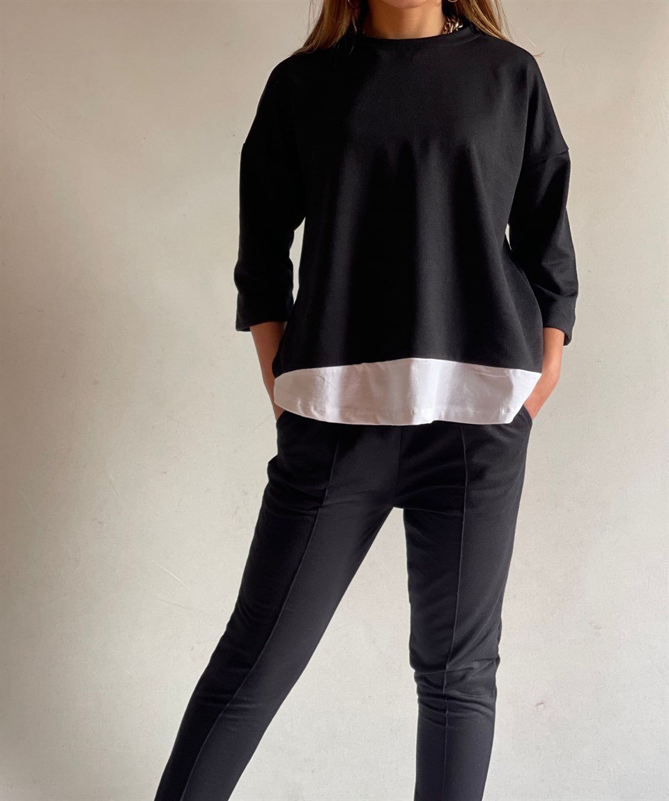 Tshirt Detay İki İplik Penye Kumaş Spor Takım