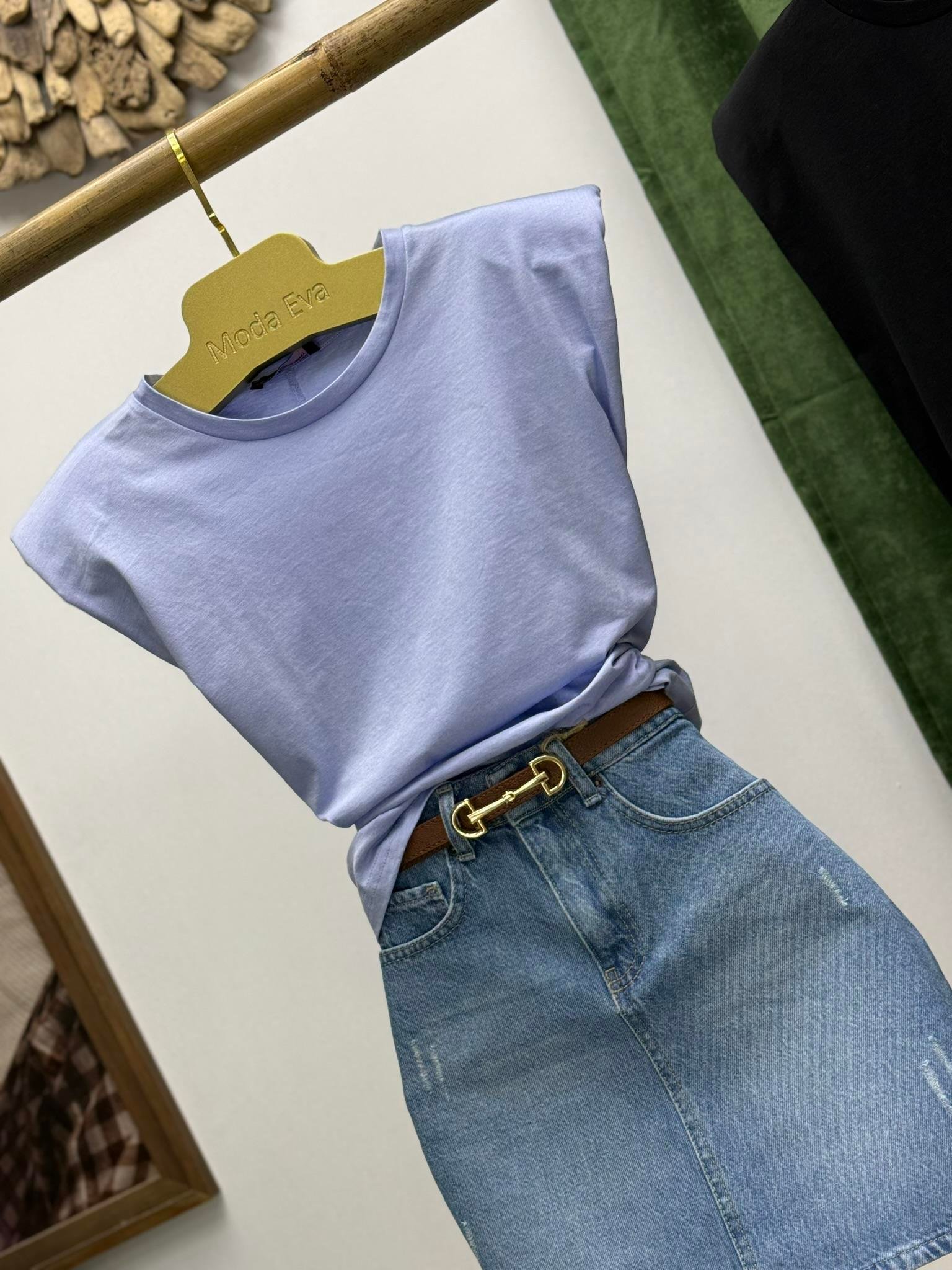 Vatkalı Basic T-shirt Bebe Mavi