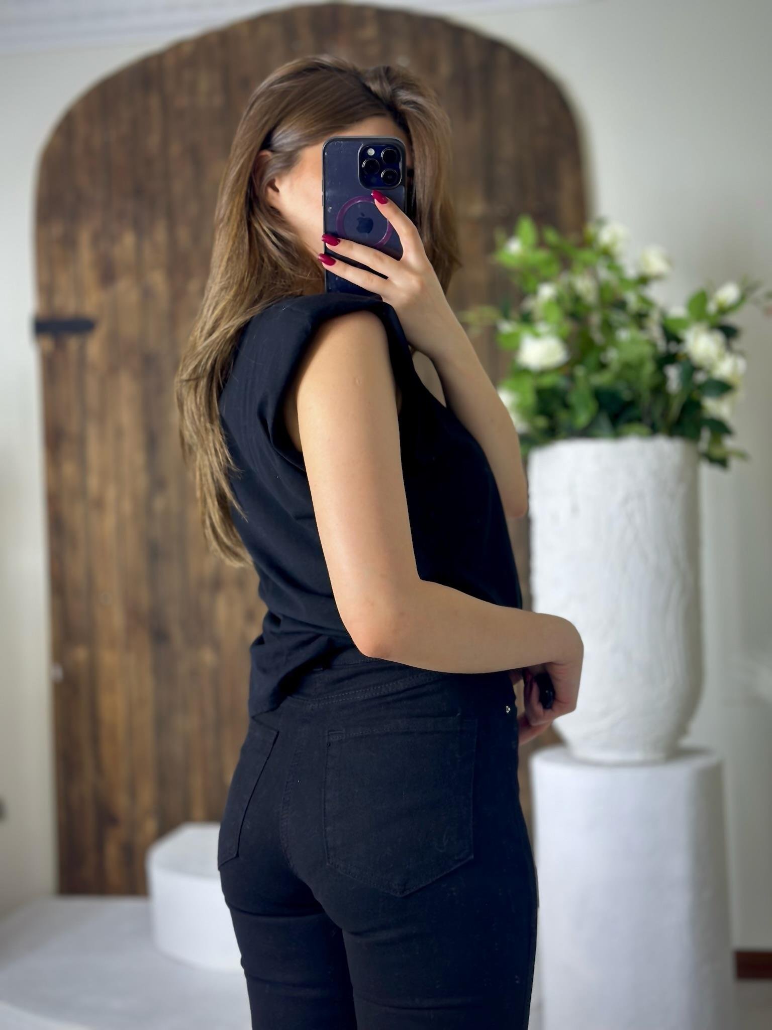 Vatkalı Basic T-shirt Siyah