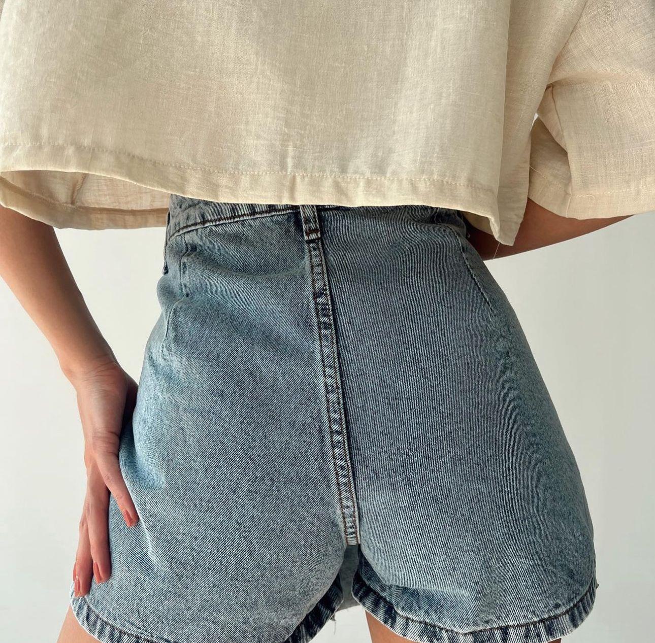 Yıkamalı Jean Kumaş Pileli Şort Etek 