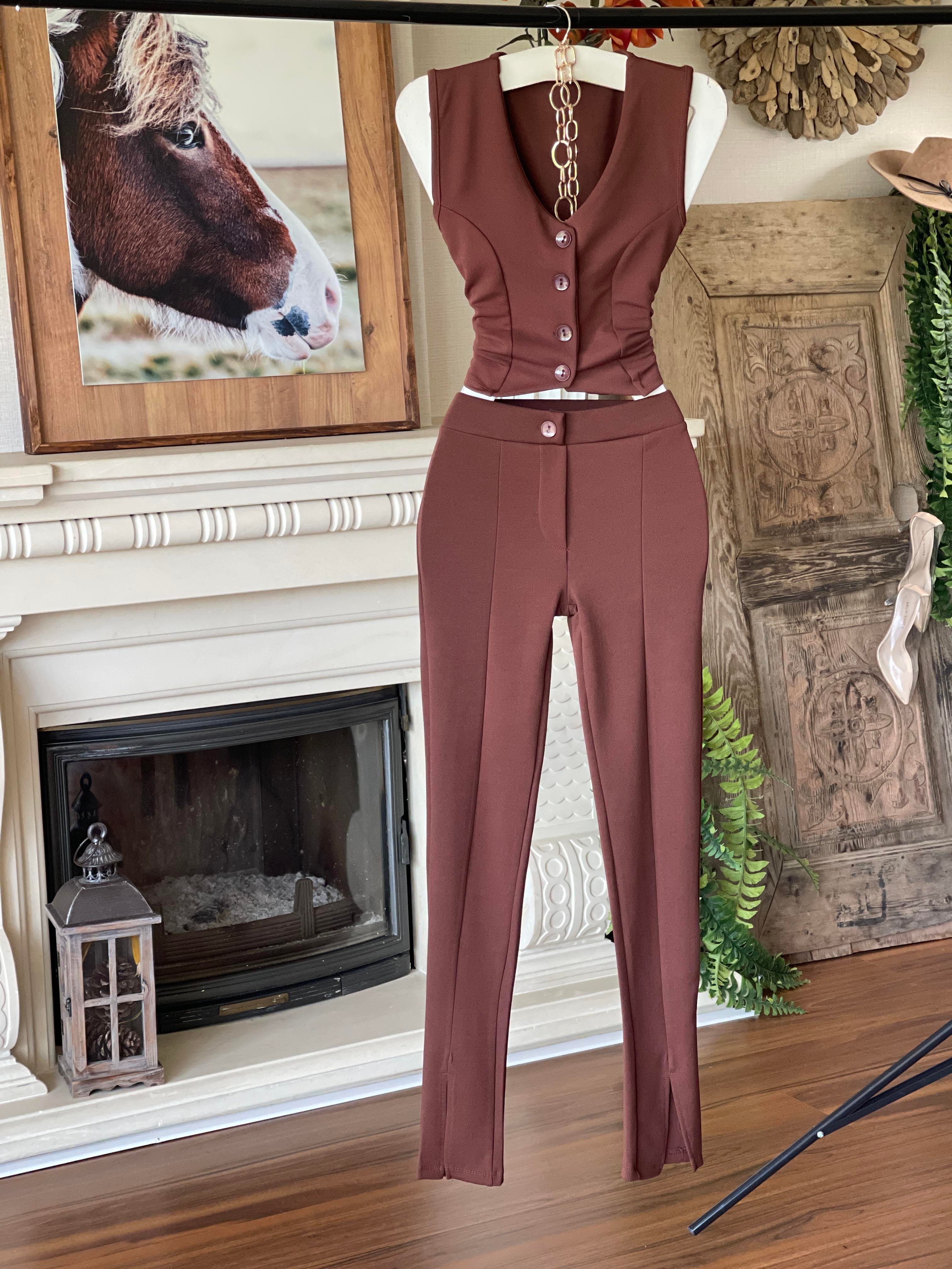 Yüksek Bel Toparlayıcı Likralı Çımalı Cigarette Pantolon 