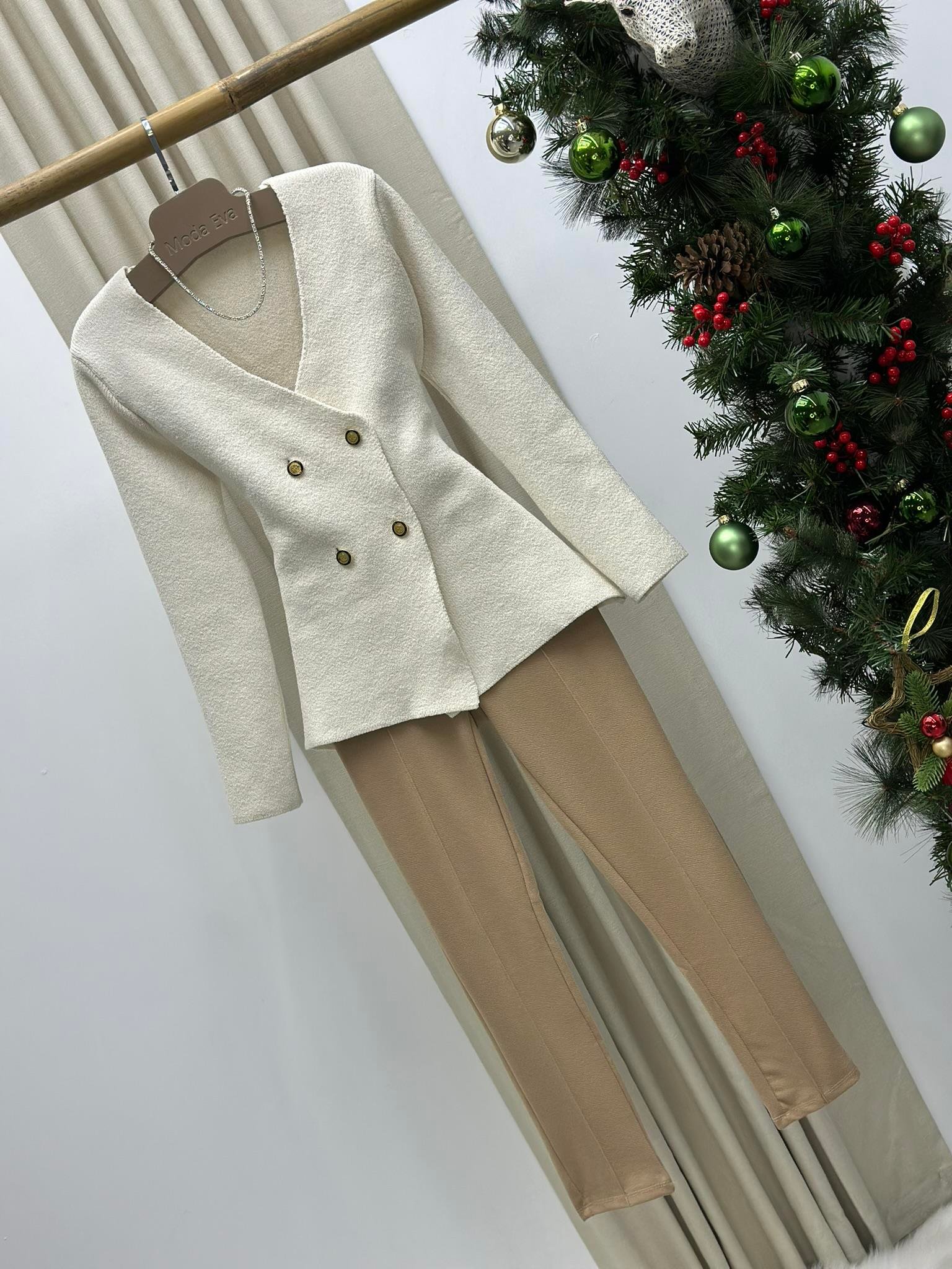 Yüksek Bel Toparlayıcı Likralı Çımalı Cigarette Pantolon 