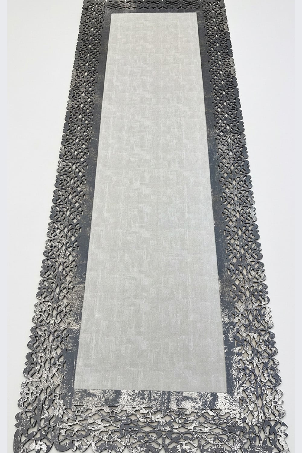 Antrasit Gri Rono Deri Özel Motif Kesim Halı
