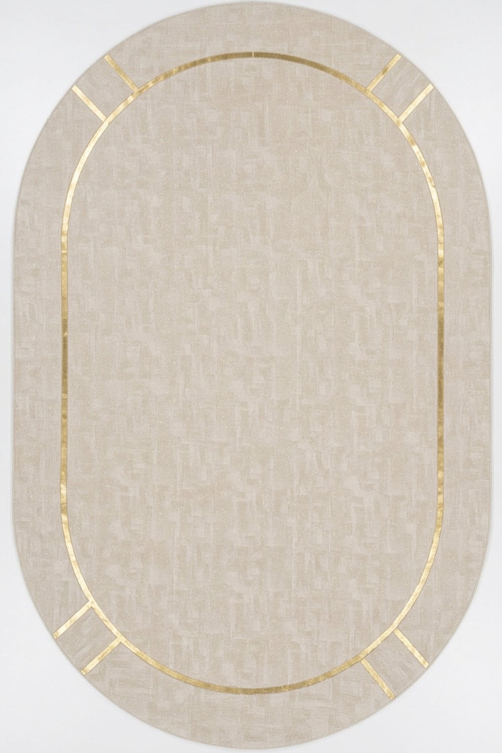 Bej Gold Rono Deri Oval Halı