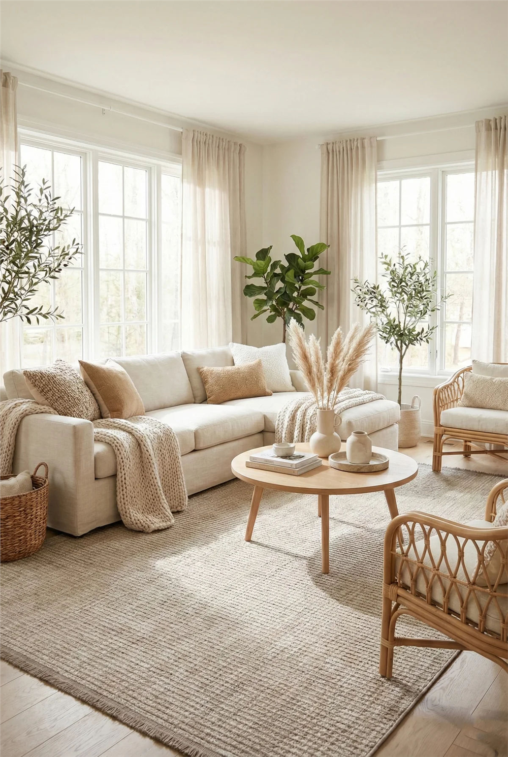 Degrade DG03 Beige Yumuşak Dokulu İskandinav Salon Halısı