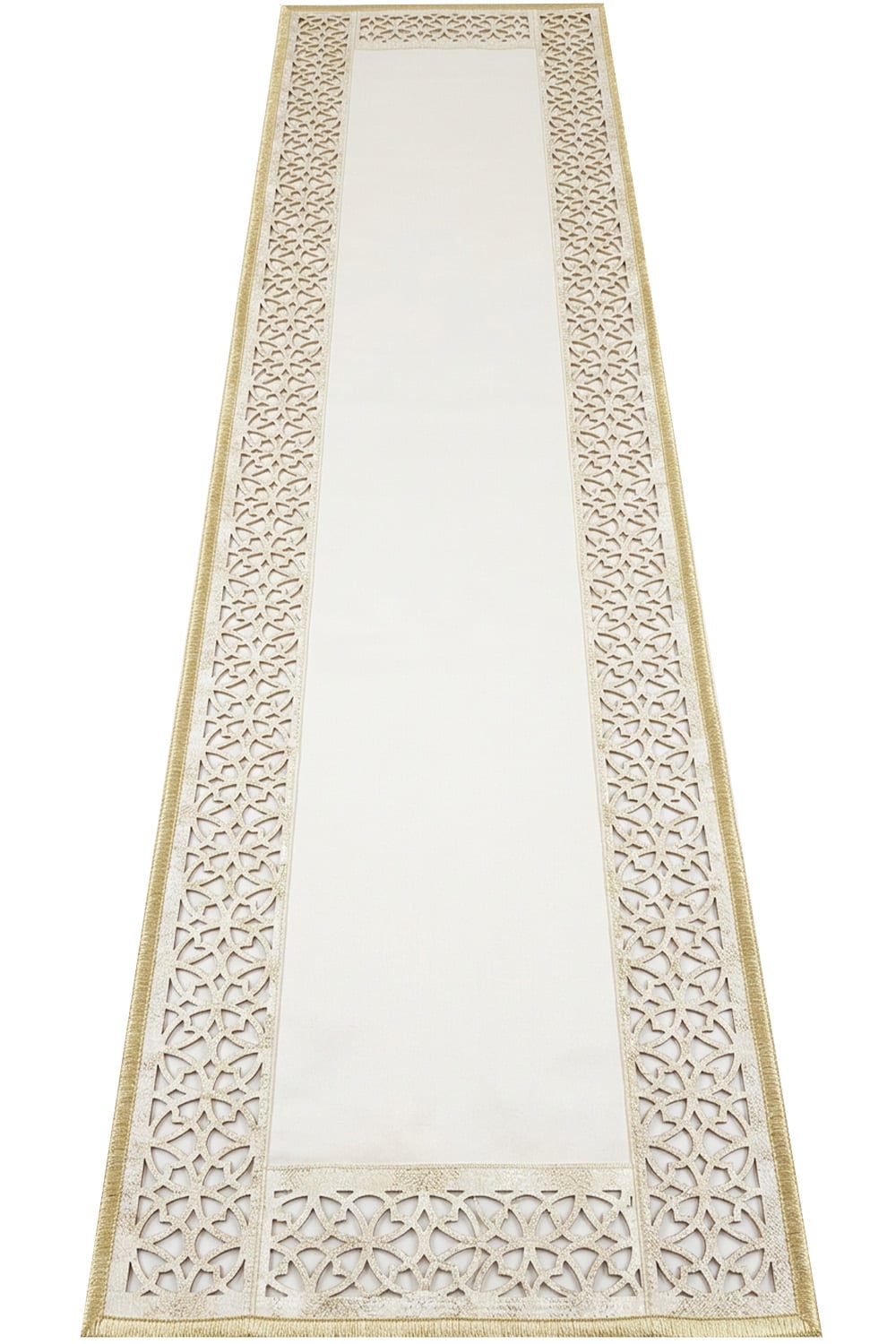 Gold Ekru Eskitme Diamond Deri Efektli Modern Halı