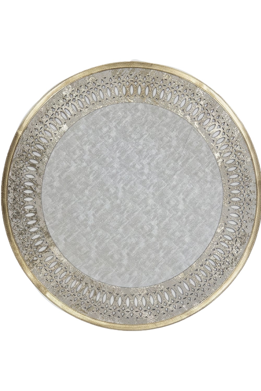 Gold Gri Rono Deri Yuvarlak Halı