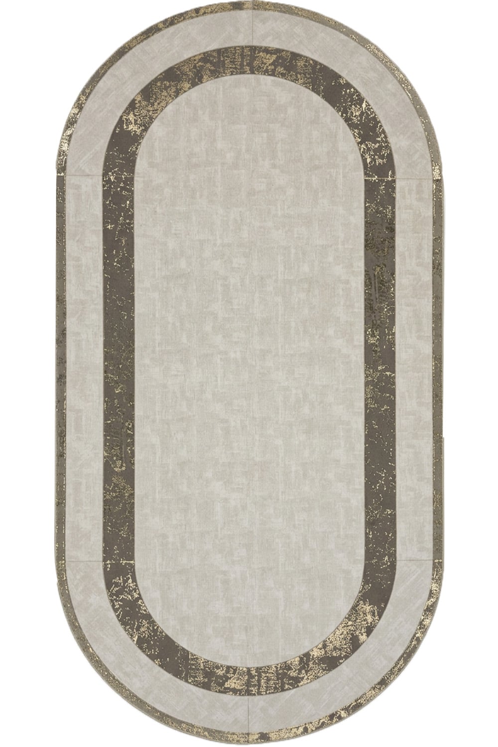 Gri Gold Rono Deri Oval Halı