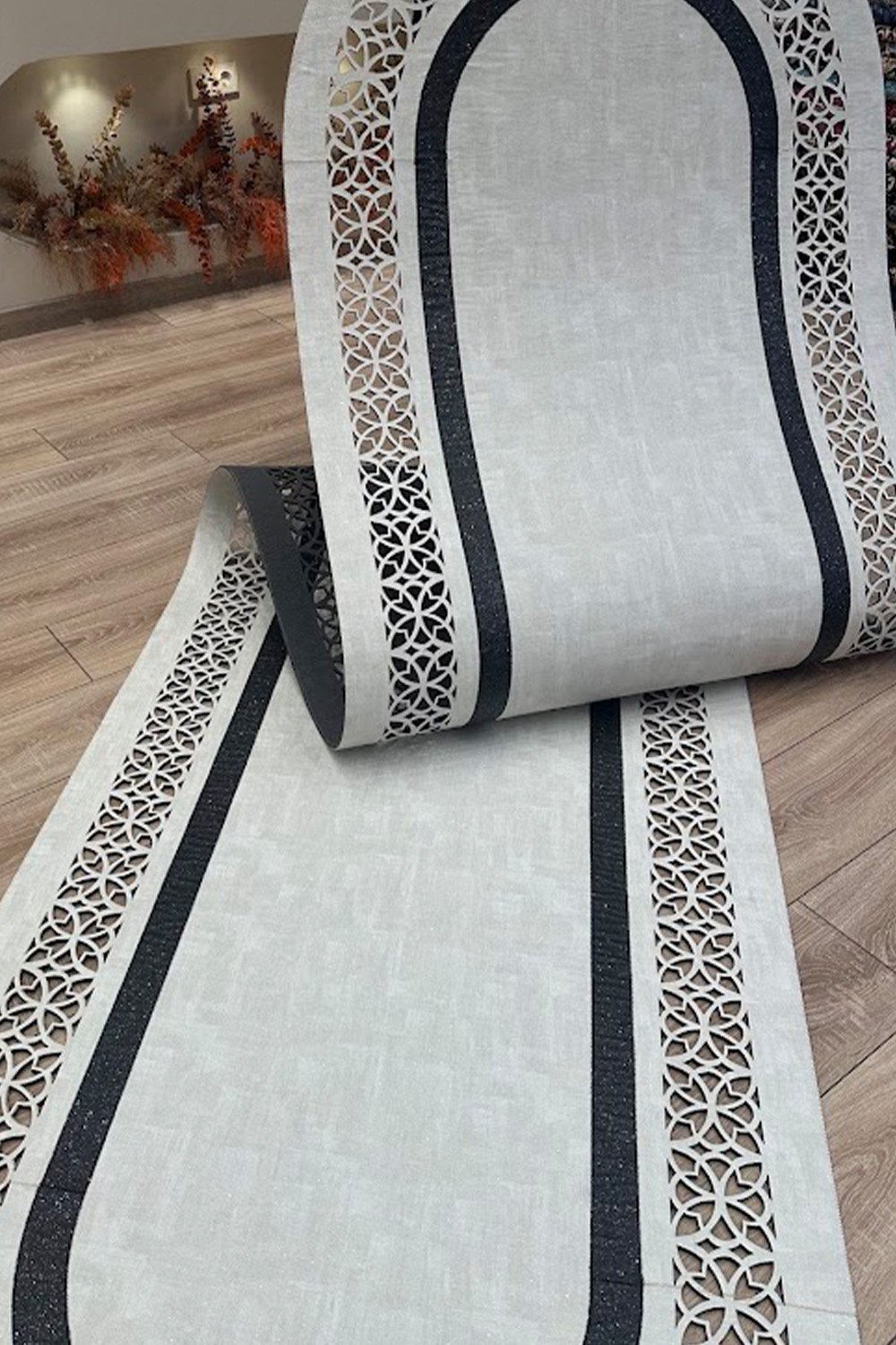 Gri Siyah Rono Deri Oval Halı