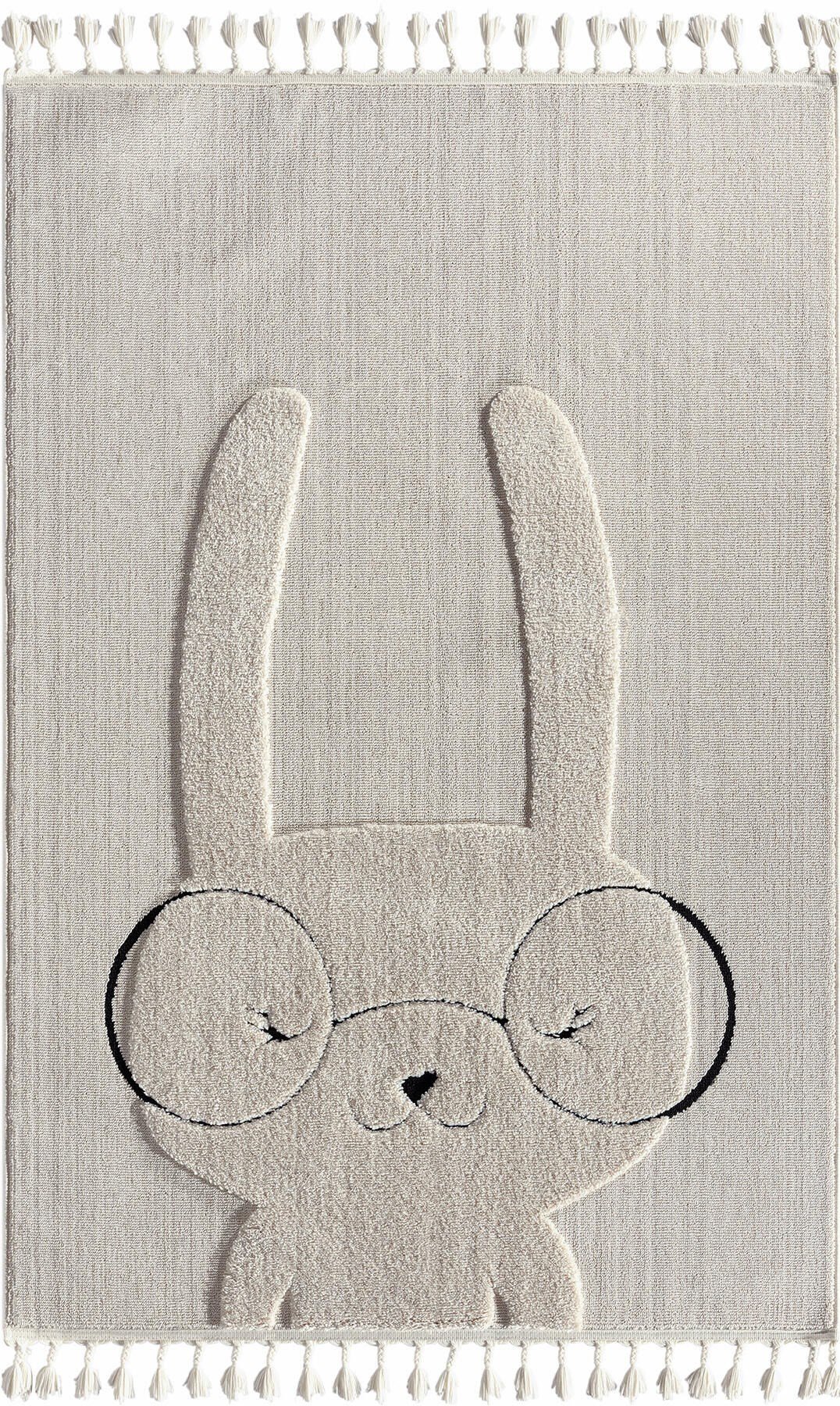 Kids - Bunny Tavşan Figürlü Takma Saçaklı Çocuk Odası Halısı
