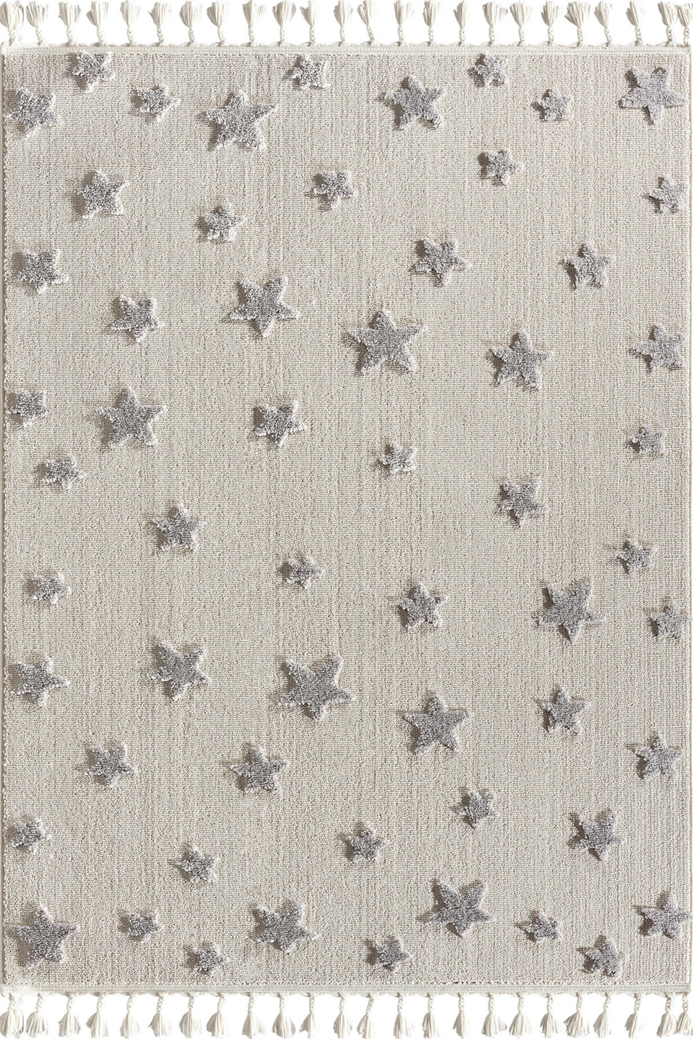 Kids - Starry Yıldız Desenli Takma Saçaklı Bebek ve Çocuk Odası Halısı